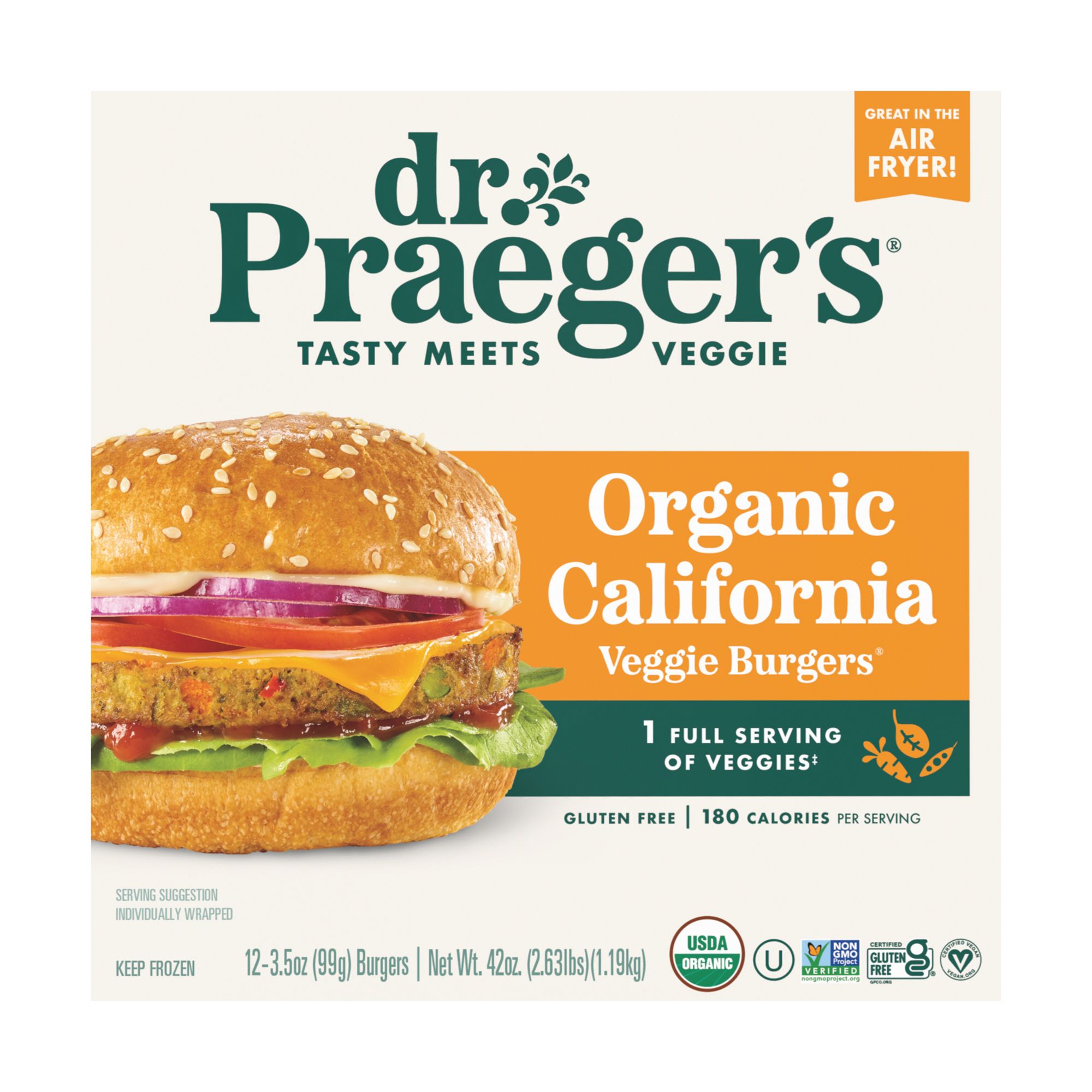 Dr. Praeger's Organic California Veggie Burger, 12 ct./3.5 oz.