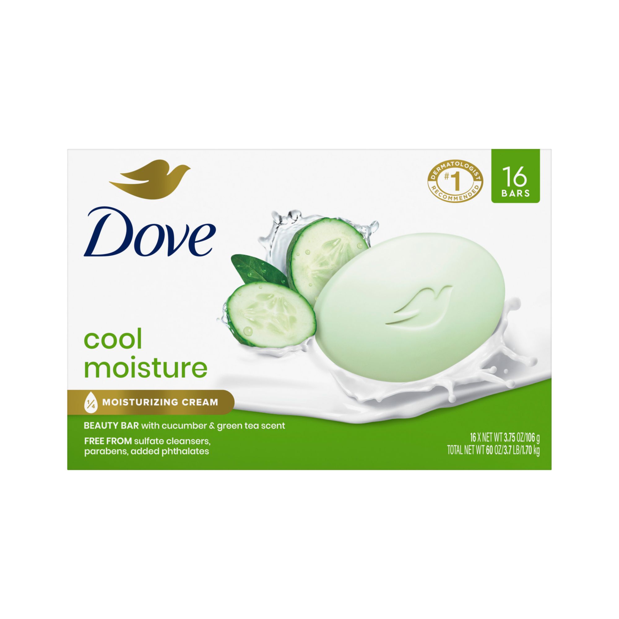 Dove  Beauty Bar Cool Moisture, 16 ct