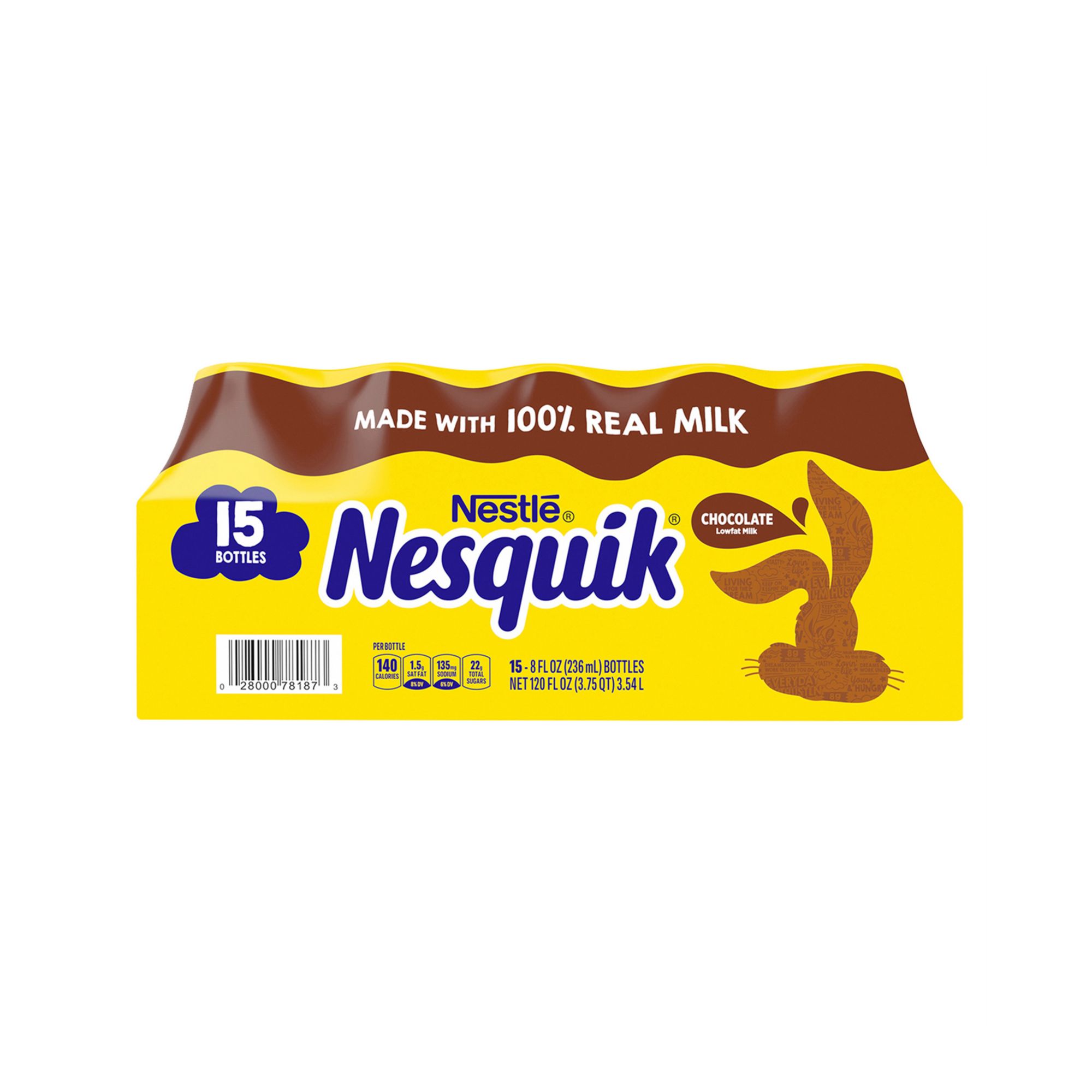 Nestle Nesquik Chocolate Low-Fat Milk Bottles, 15 ct./8 oz.