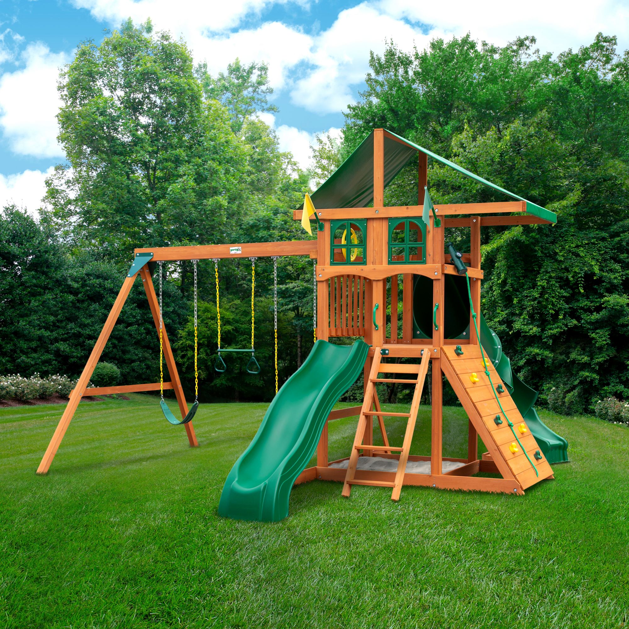swing set with two slides