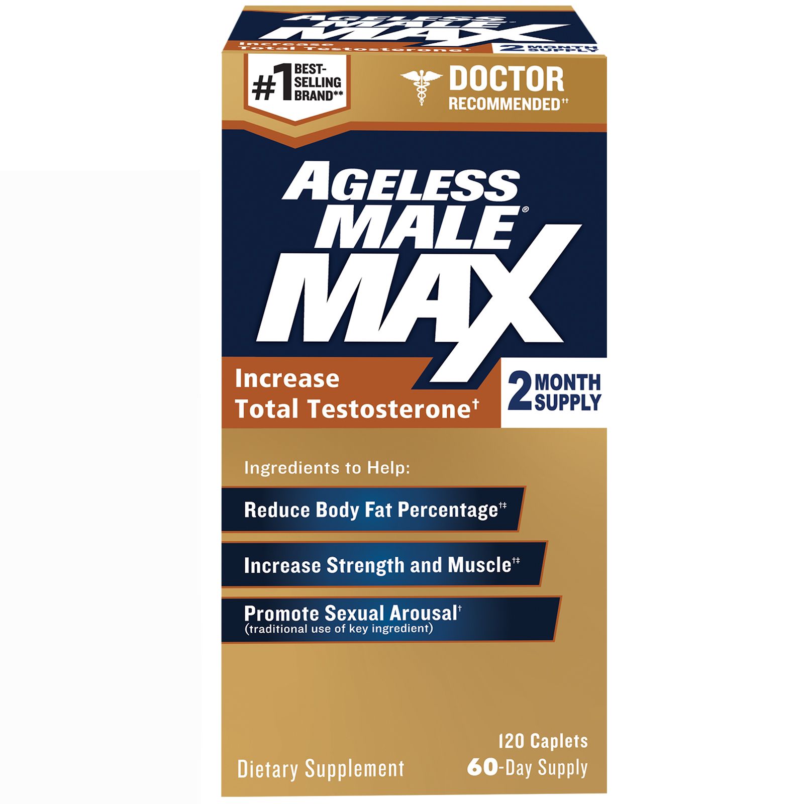 Ageless Male Max Total Testosterone and Nitric Oxide Booster, 120 ct.