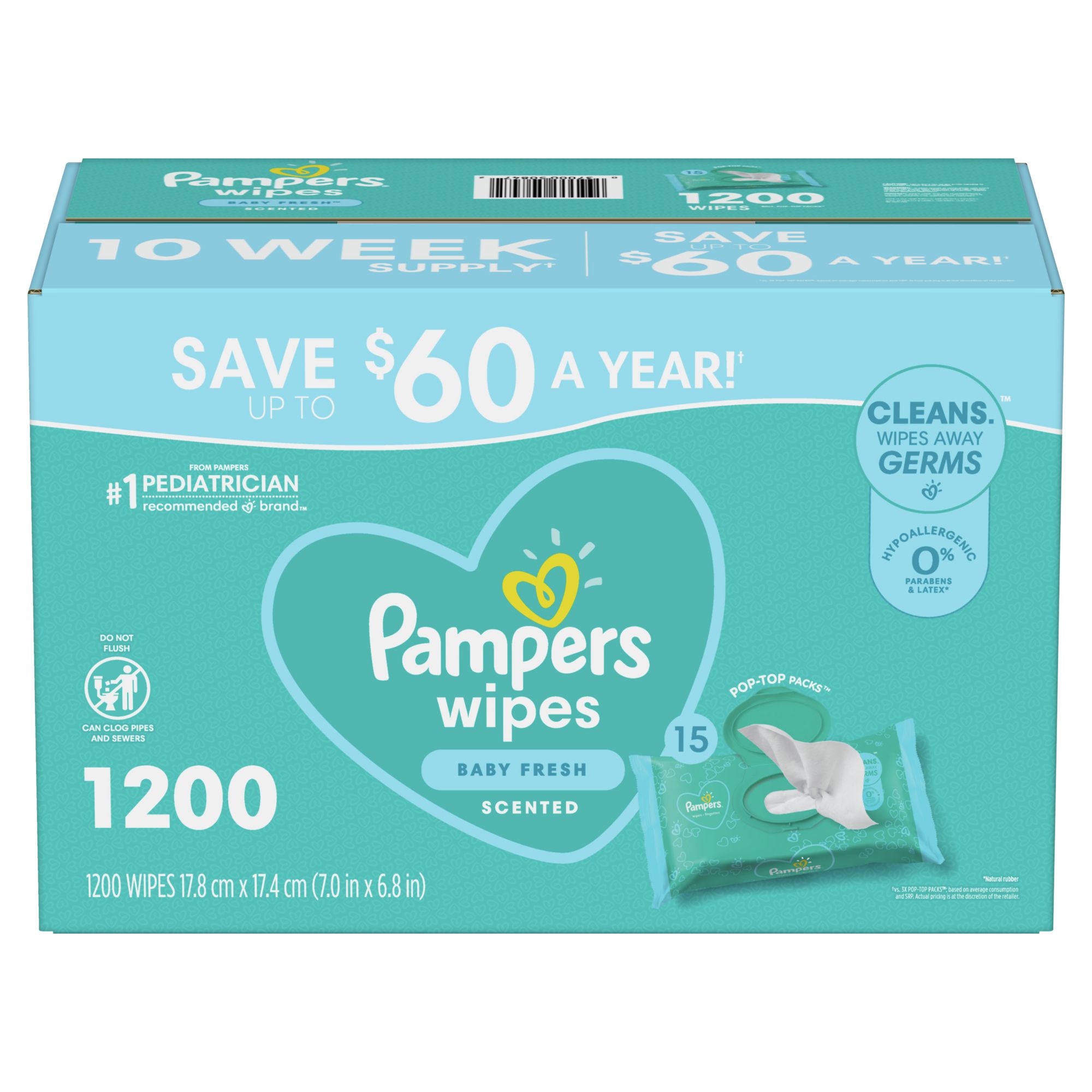 Pampers Baby Wipes Tub Fresh Baby Fresh 72-Count 
