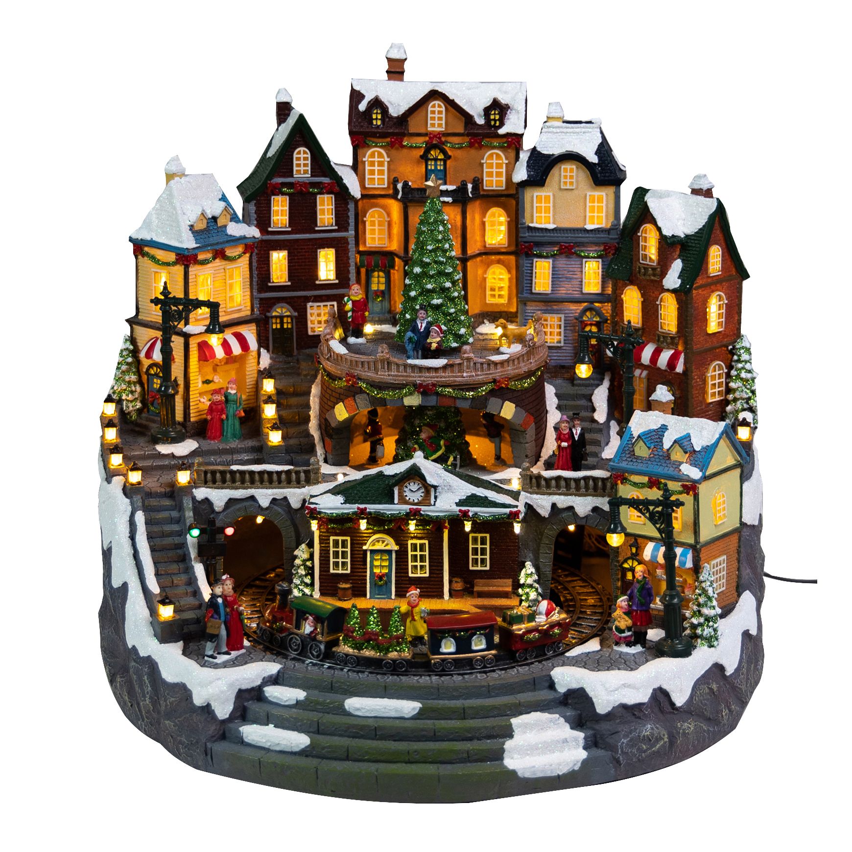 ANIMATED TRAIN VILLAGE アニメーテッドトレイン ウィレッジ Amazon.com: Alpine Corporation Animated Christmas Village