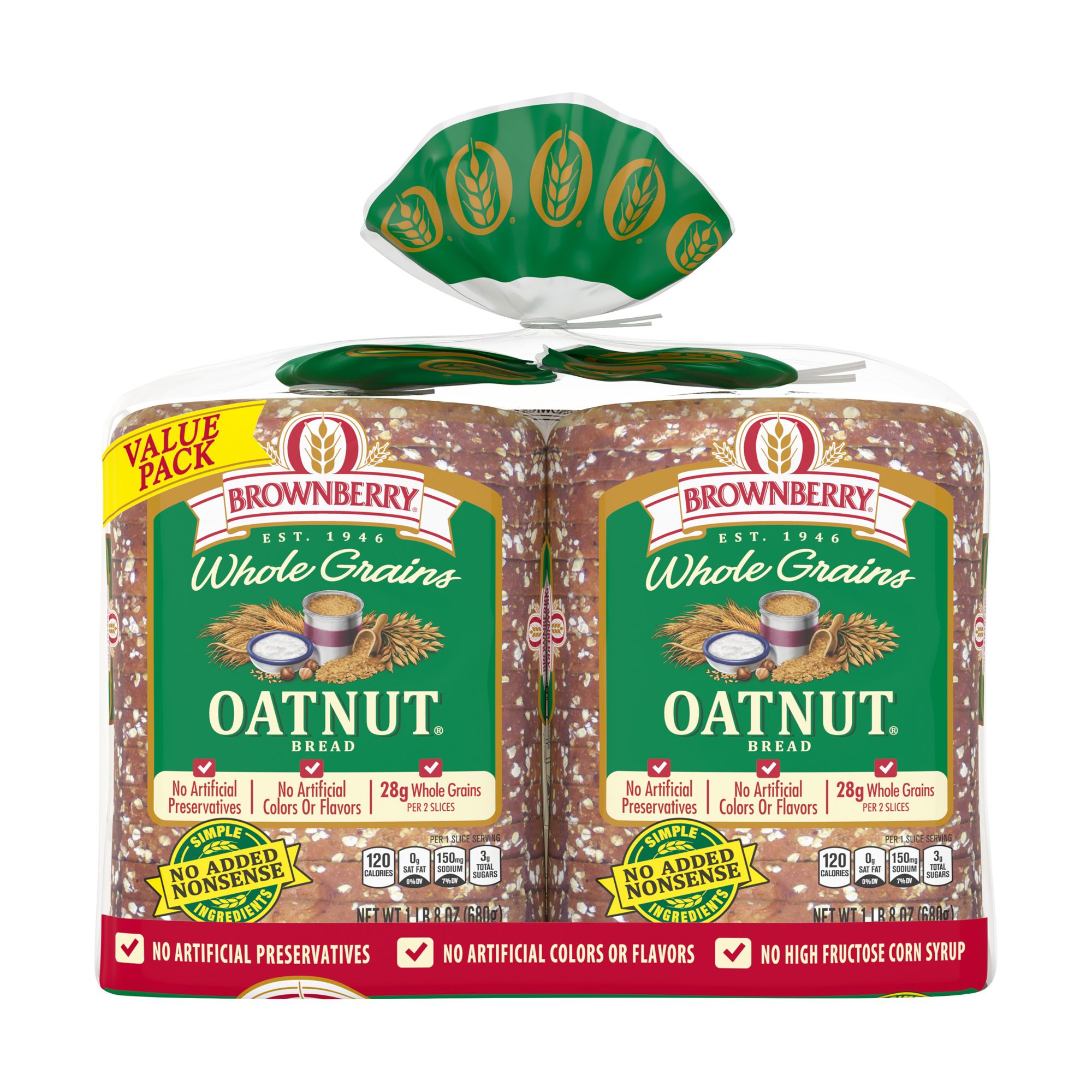 Brownberry Whole Grains Oatnut Bread, 2 pk.