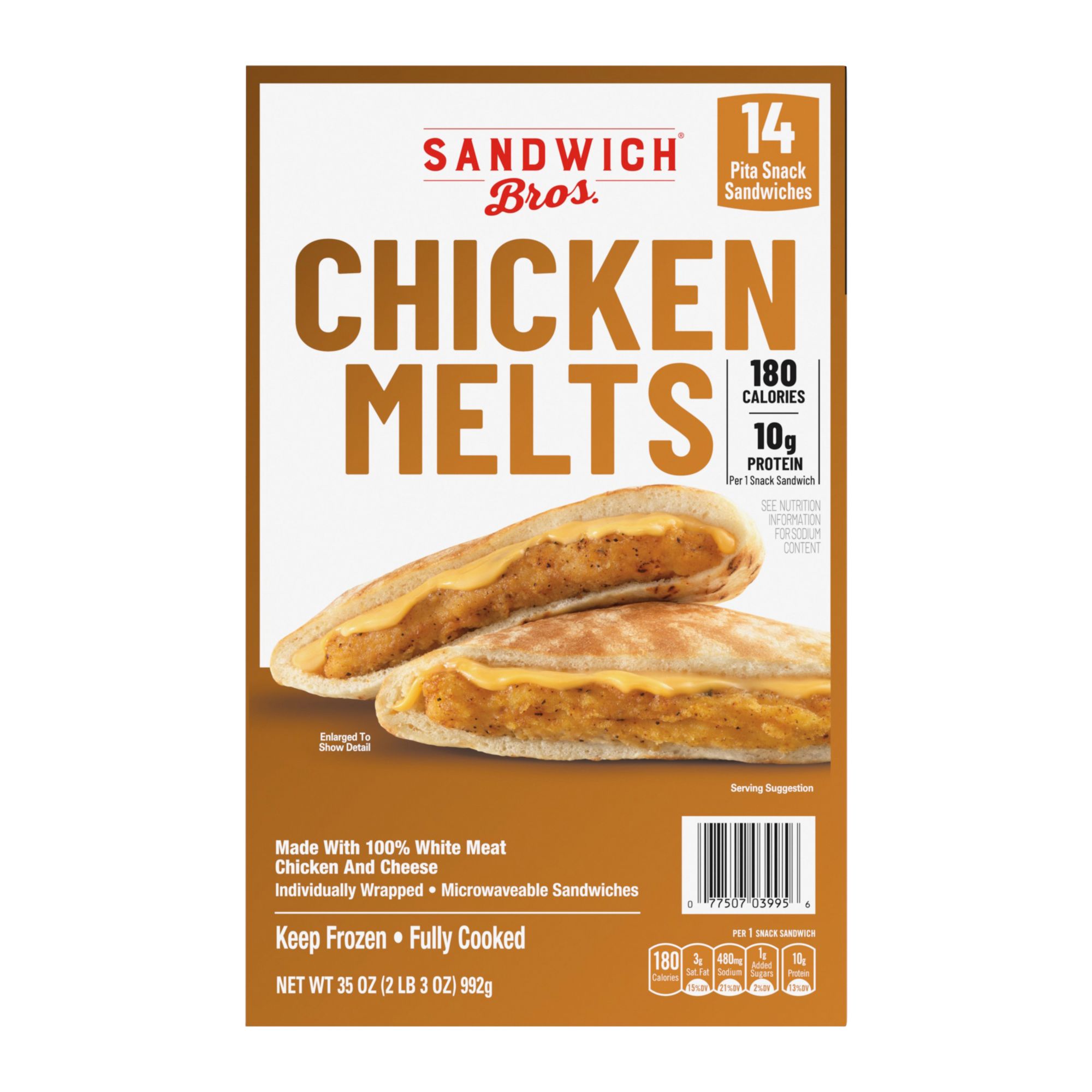 Sandwich Bros Chicken Melts Flatbread Pocket Snack Sandwich, 14 ct.