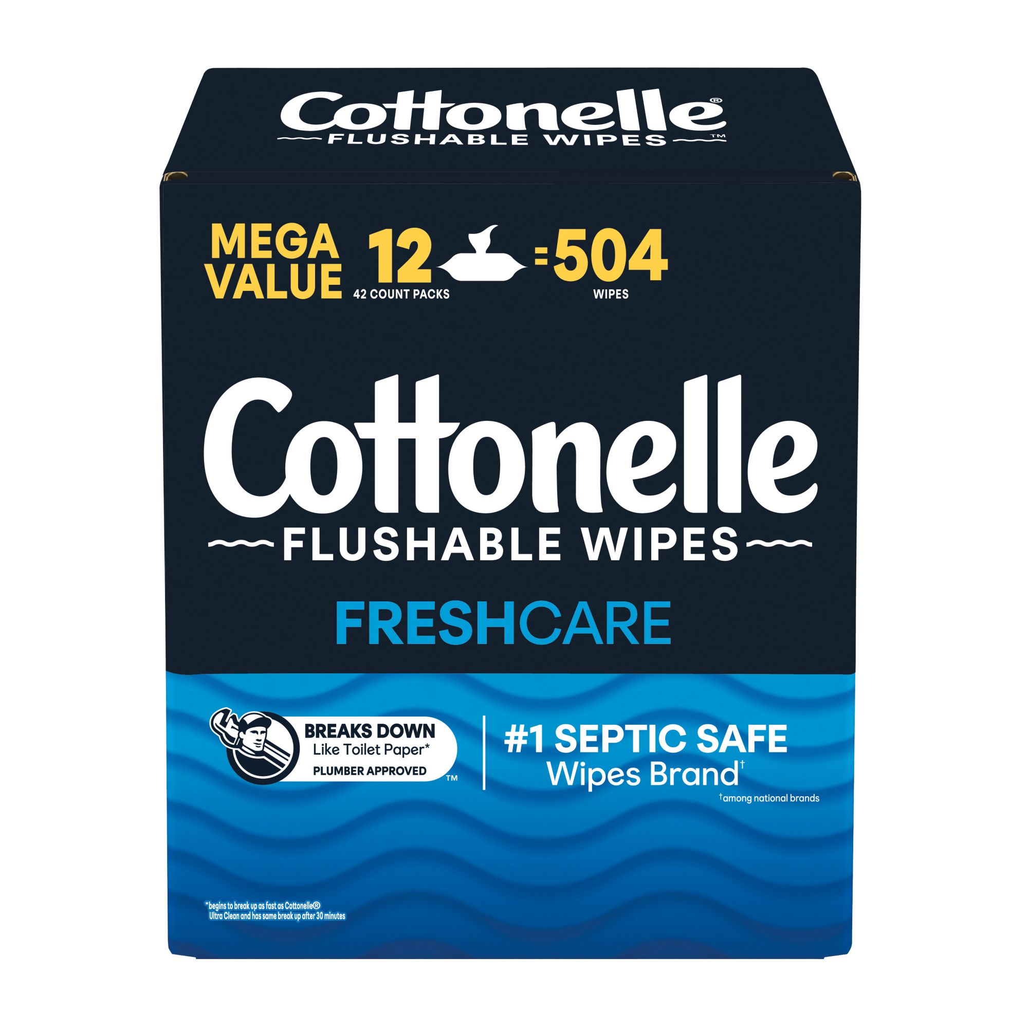 Cottonelle Fresh Care Flushable Wet Wipes, 12 42-Wipe Flip Top Packs