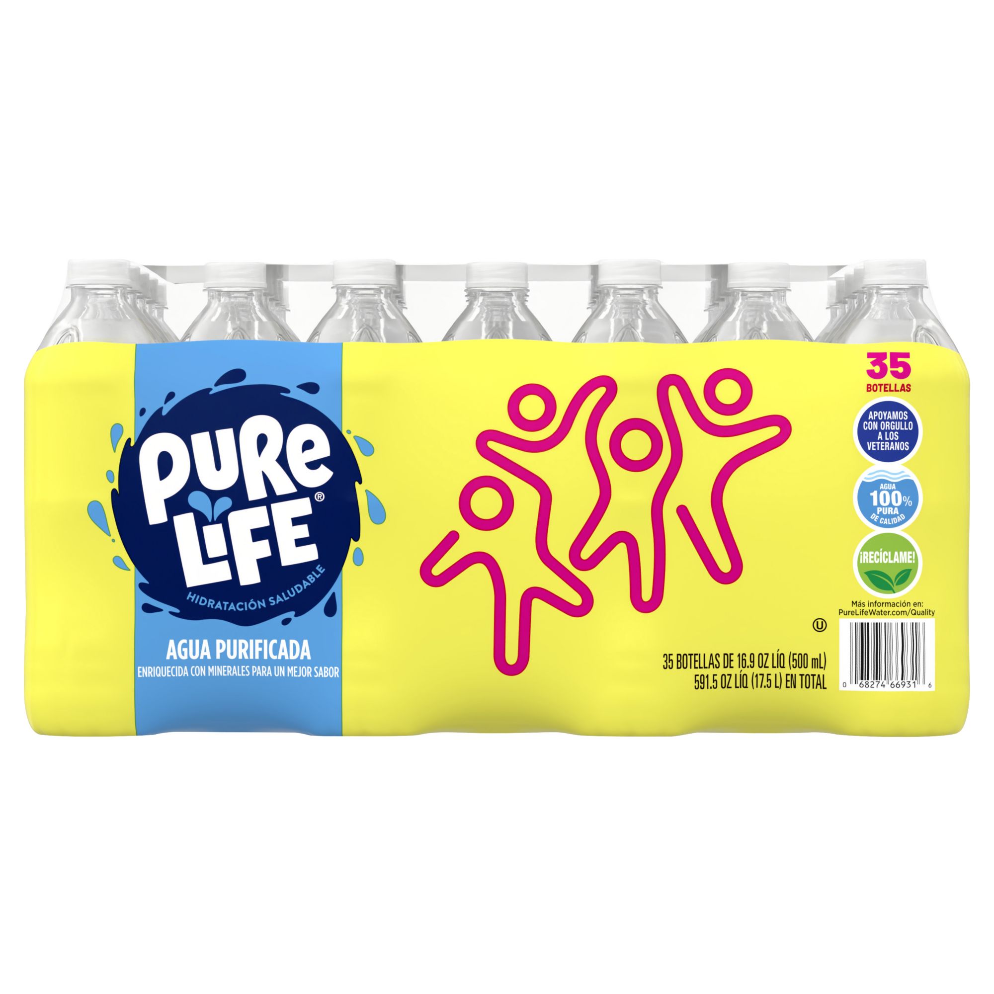 Pure Life Purified Water, 16.9 Fl Oz / 500 mL, Plastic Bottled Water (35  Pack)