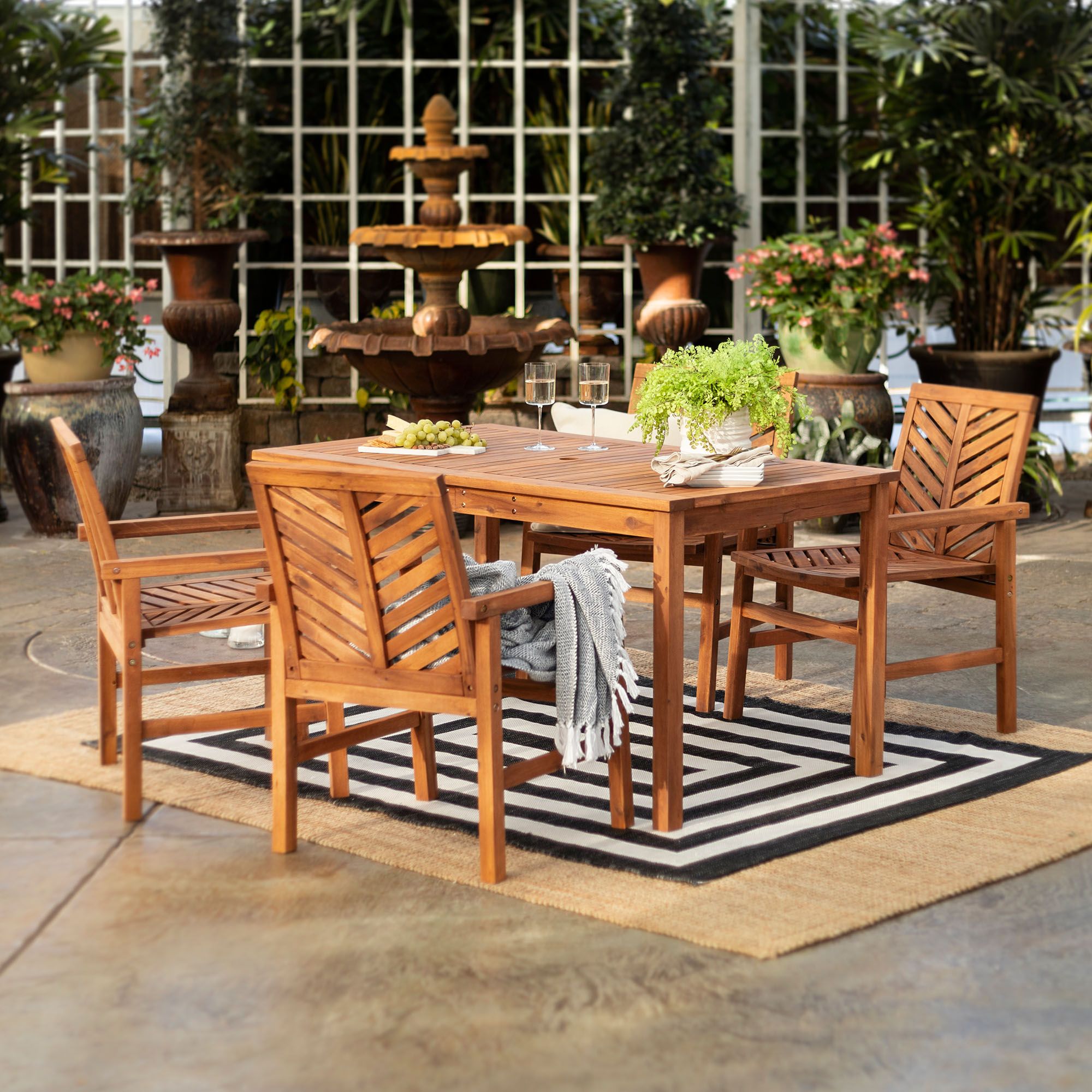 W. Trends 5-Pc. Patio Acacia Dining Set - Brown