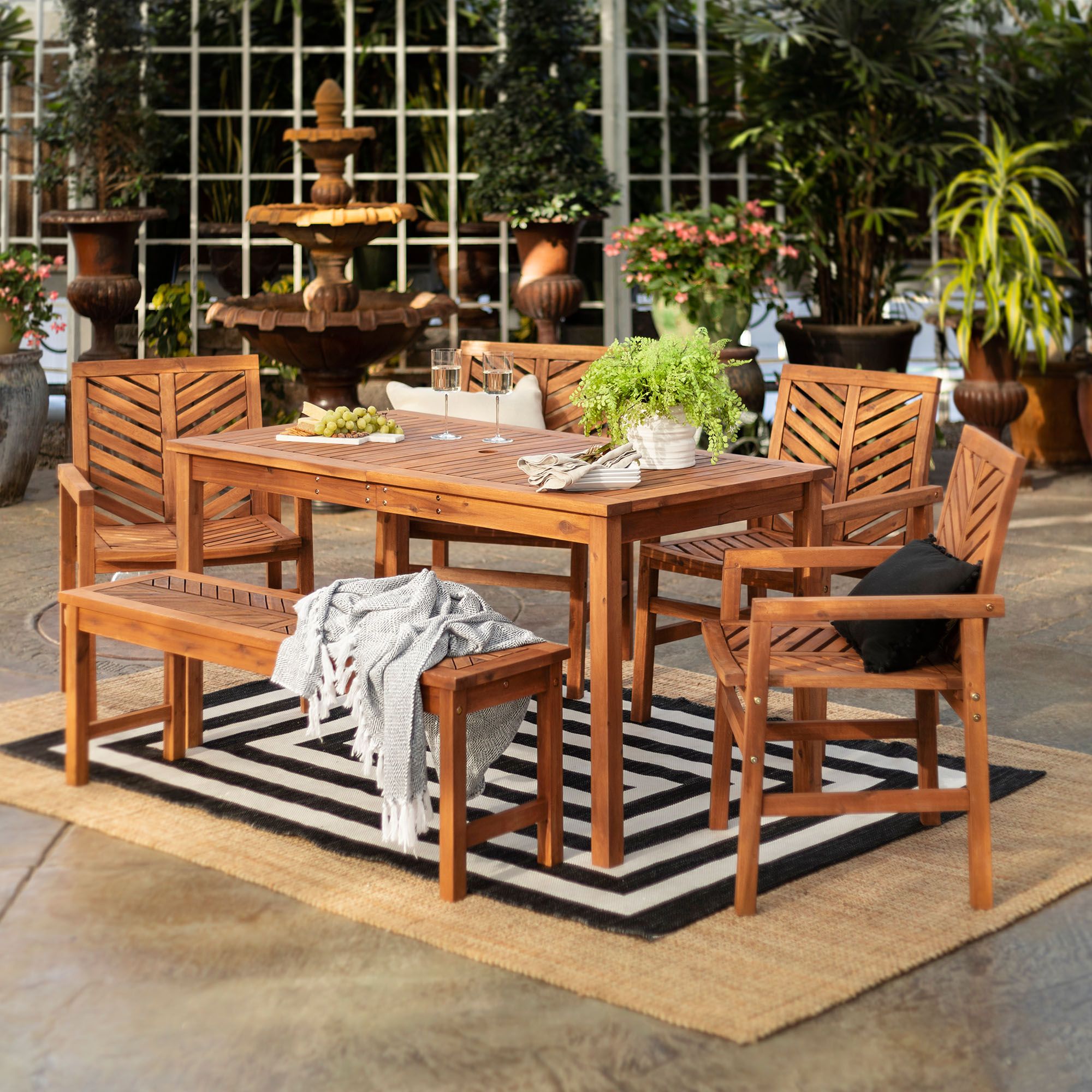 W. Trends 6-Pc. Patio Acacia Dining Set - Brown