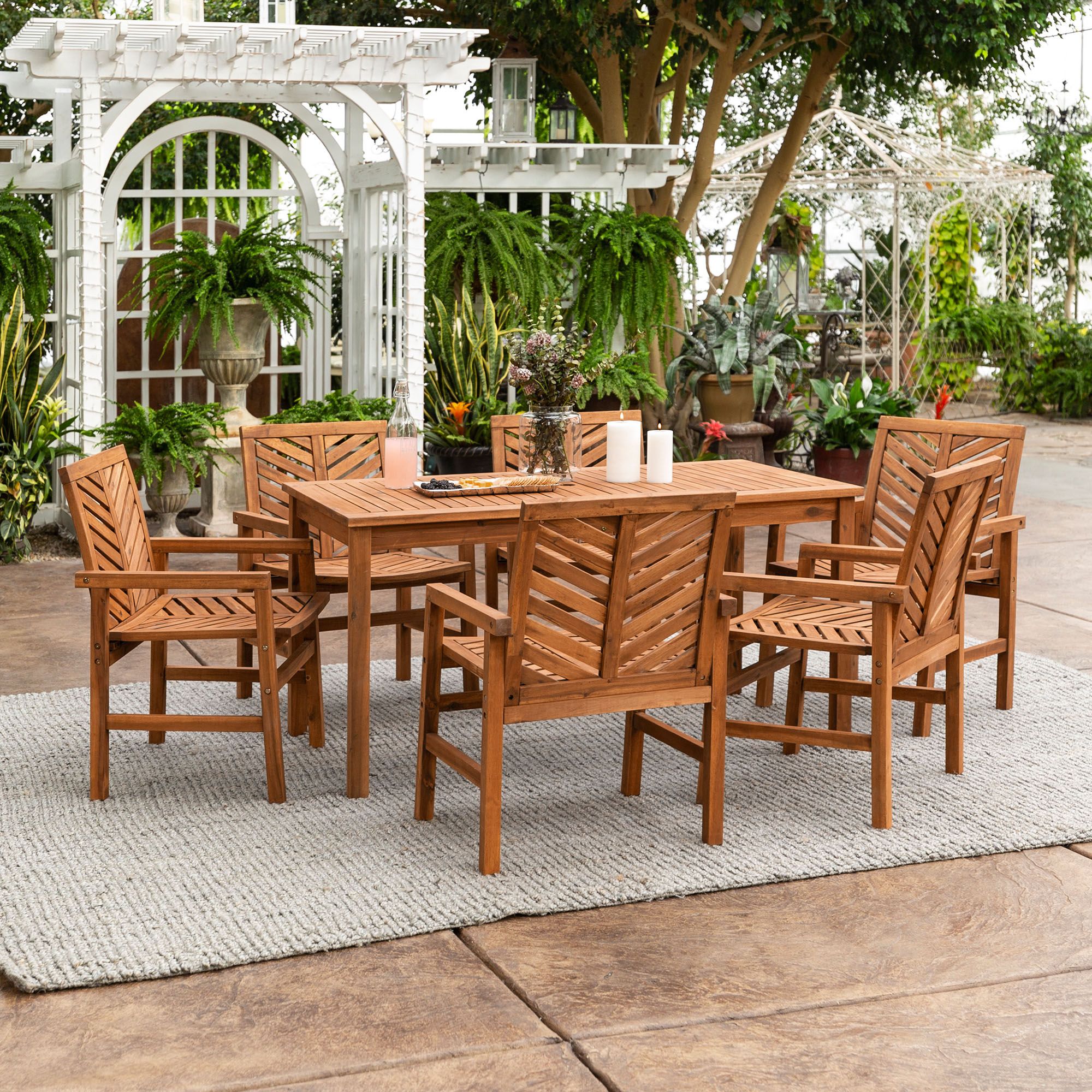 W. Trends 7-Pc. Patio Acacia Dining Set - Brown