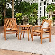 W. Trends 3-Pc. Patio Acacia Chat Set - Brown