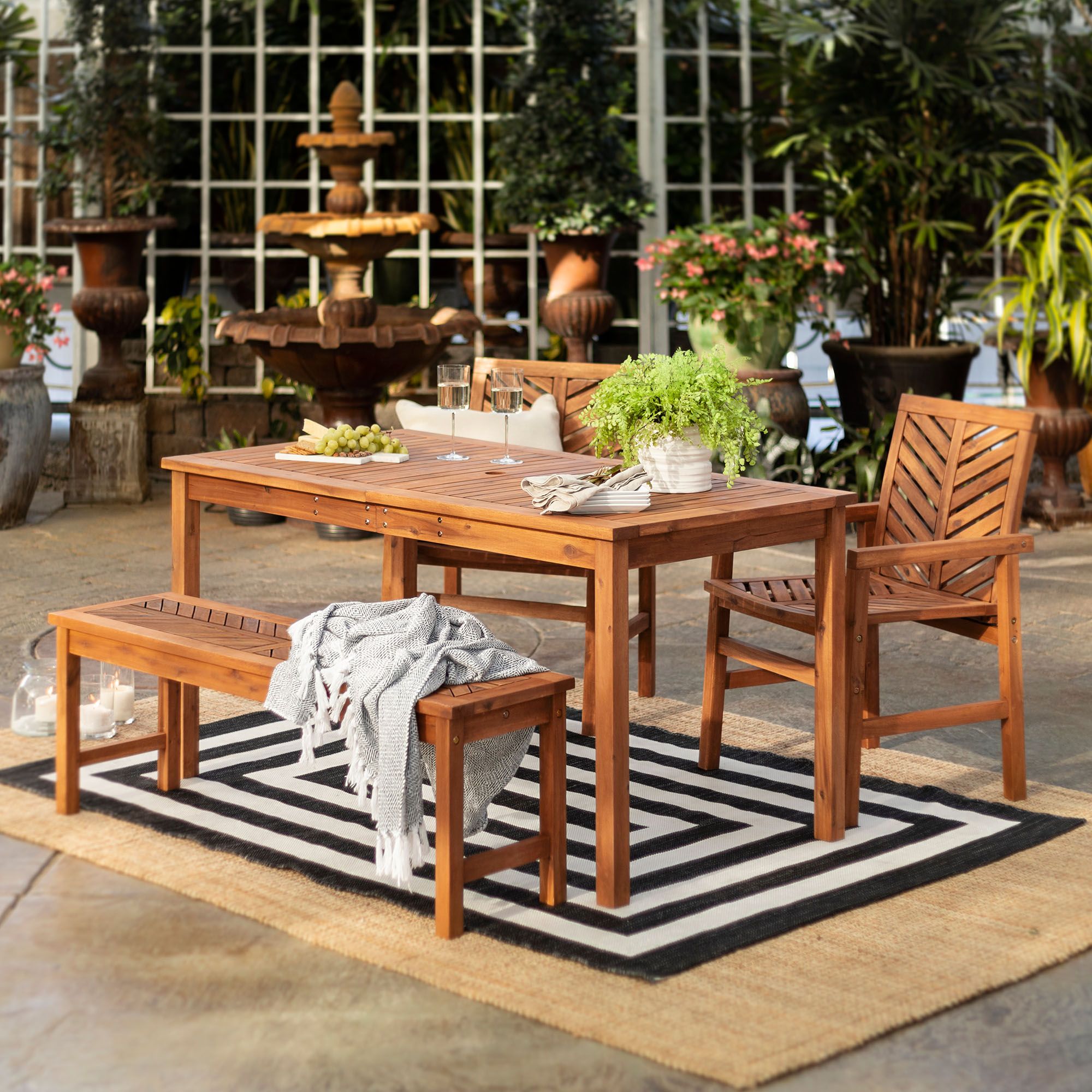 W. Trends 4-Pc. Patio Acacia Dining Set - Brown