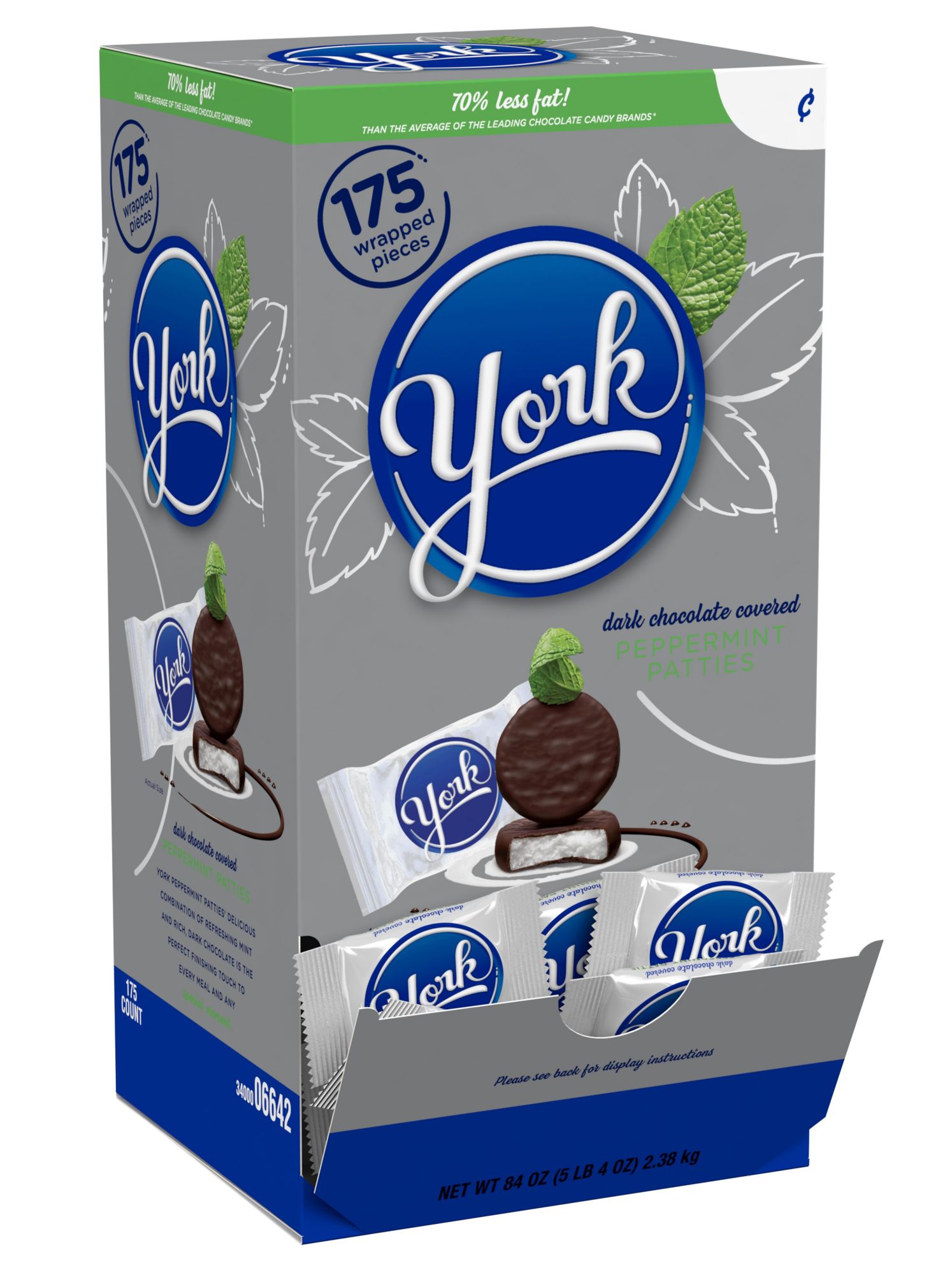 York Snack Size Dark Chocolate Peppermint Patties Bulk Box, 175 pk./84 oz.
