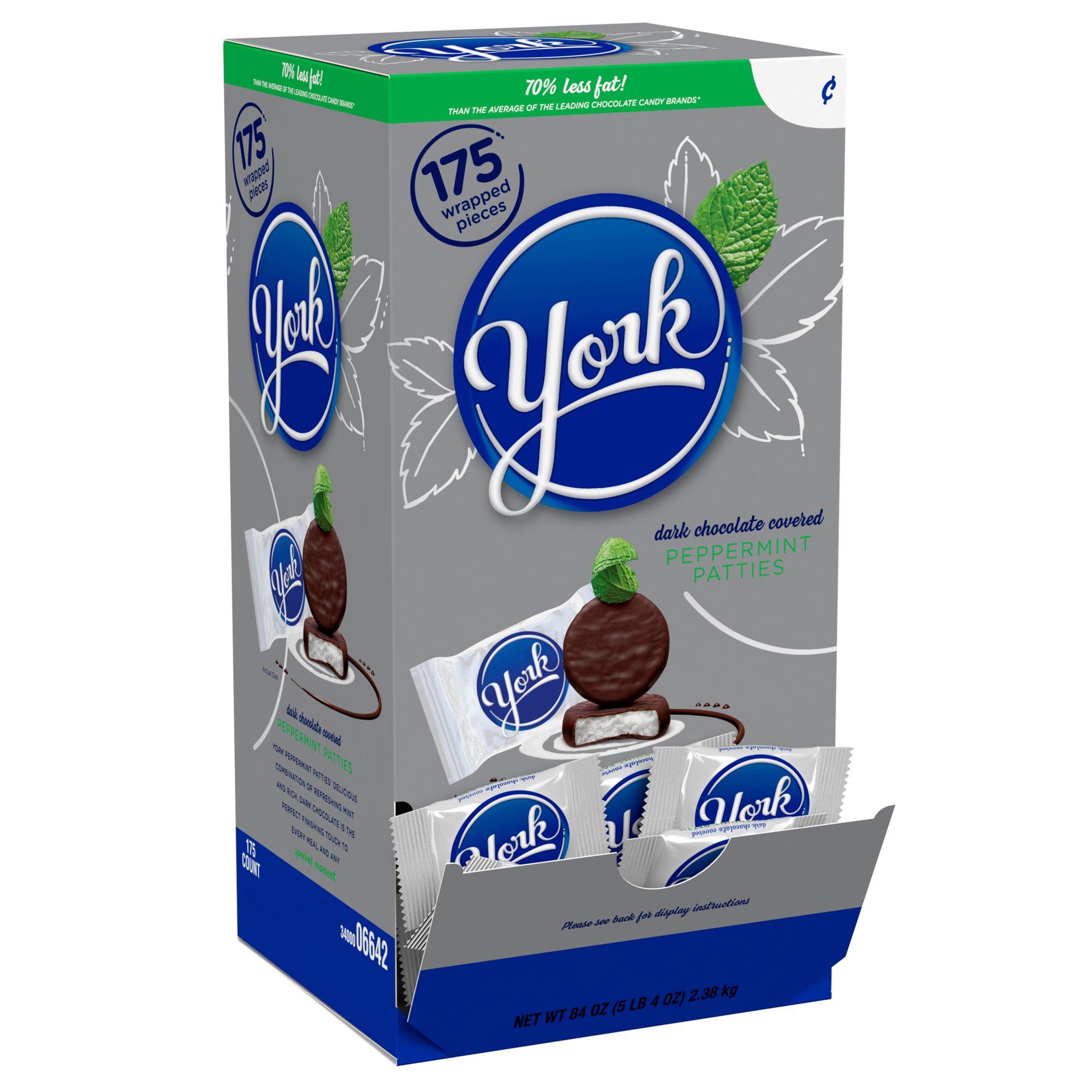 York Snack Size Dark Chocolate Peppermint Patties Bulk Box, 175 pk./84 oz.