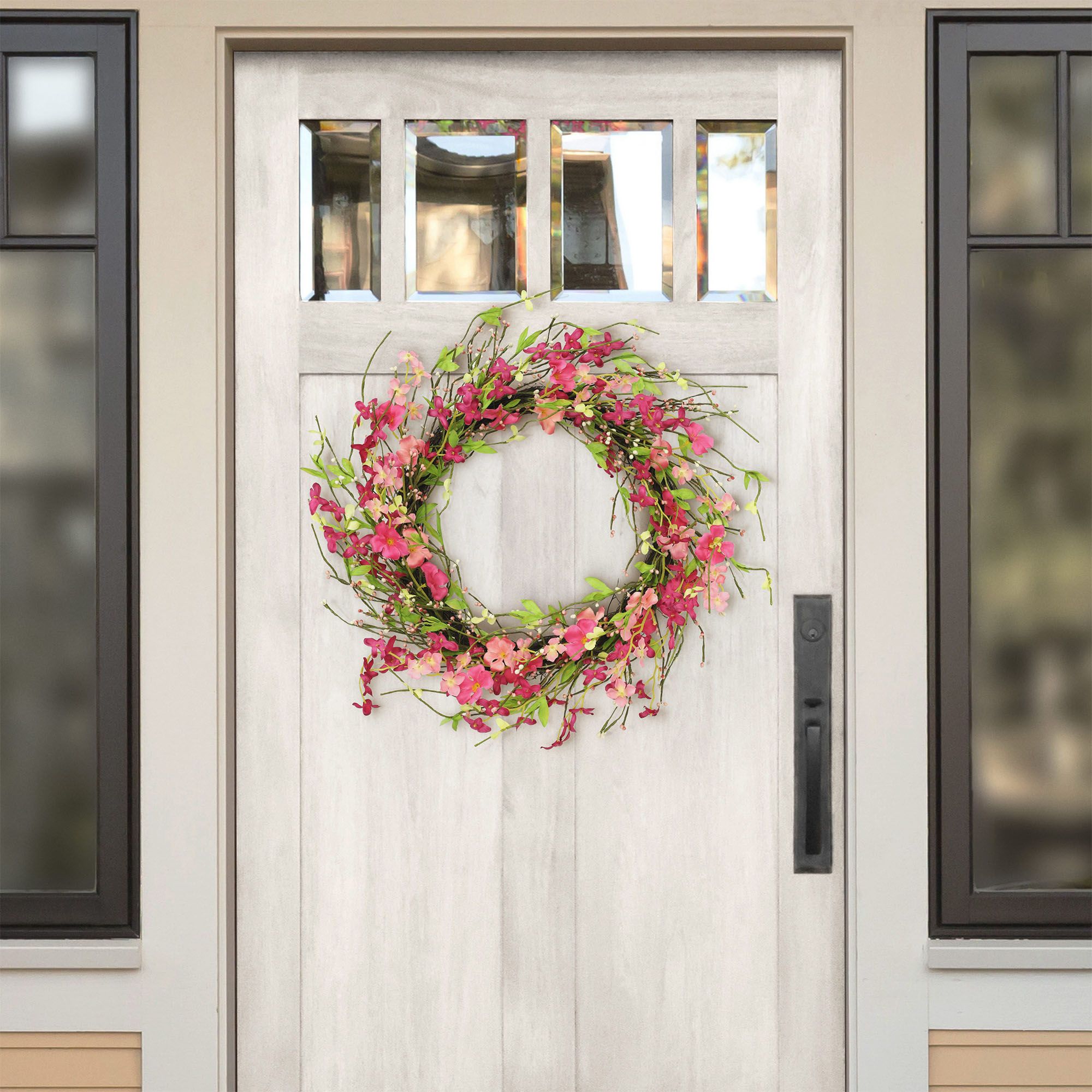 Puleo International 24&quot; Artificial Spring Jasmine Flower Wreath