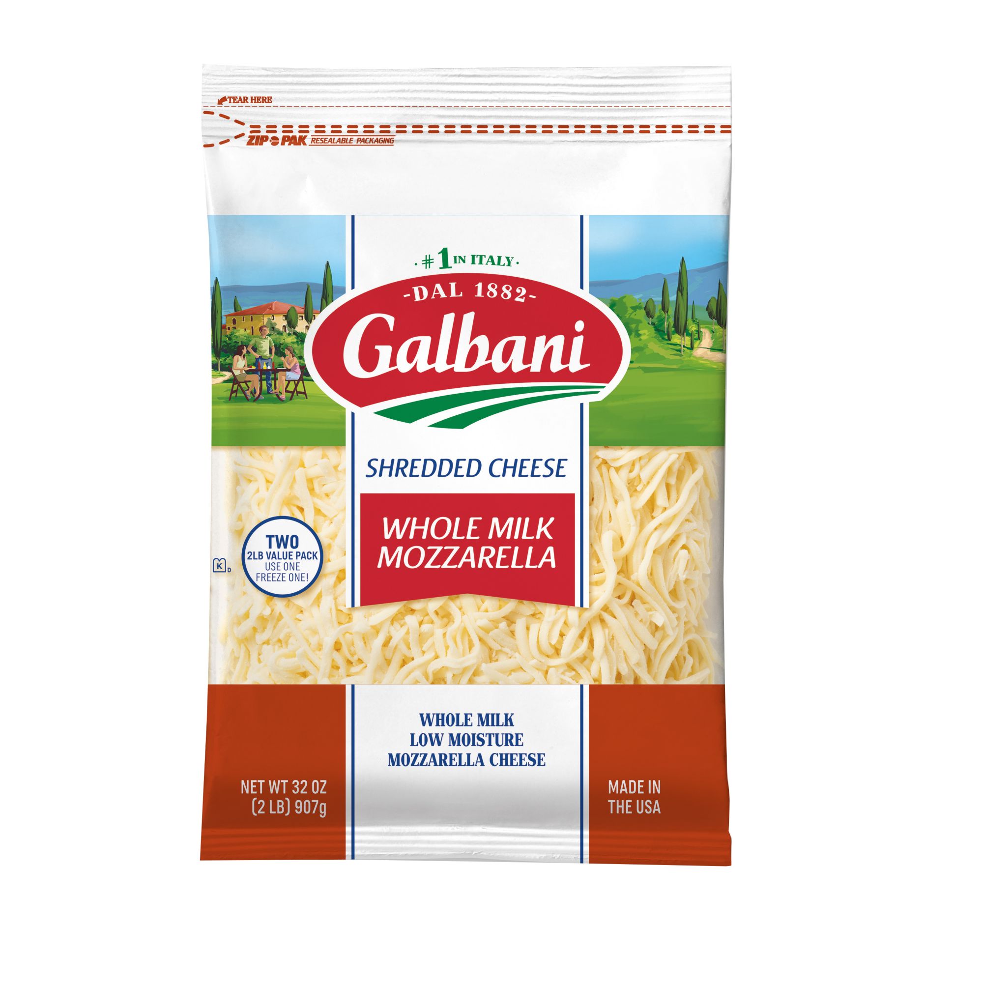 Galbani Whole Milk Shredded Mozzarella, 2 pk./2 lbs.