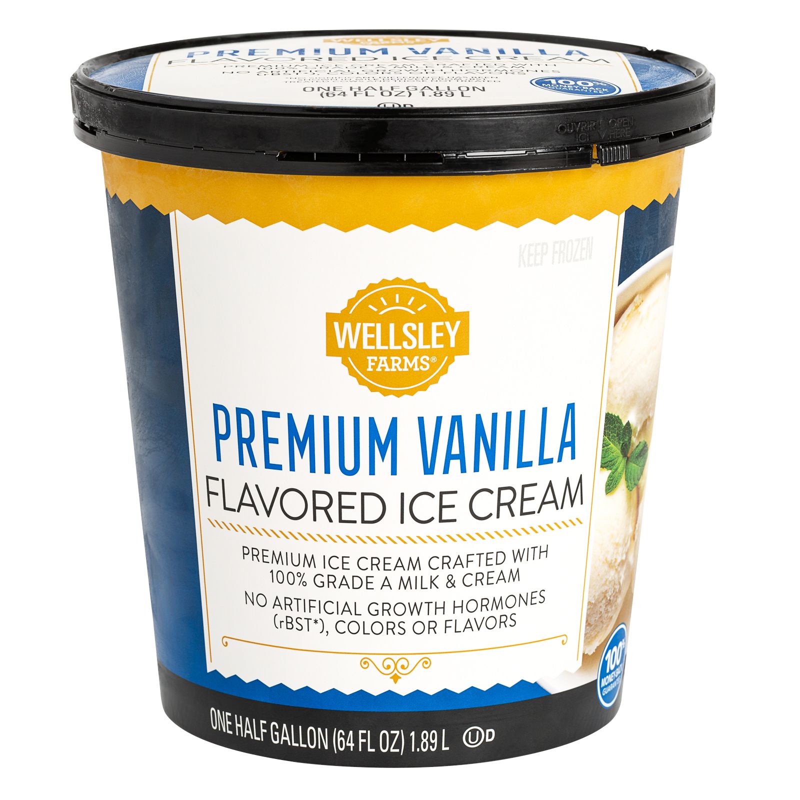 Wellsley Farms Premium Vanilla Ice Cream, 64 oz.