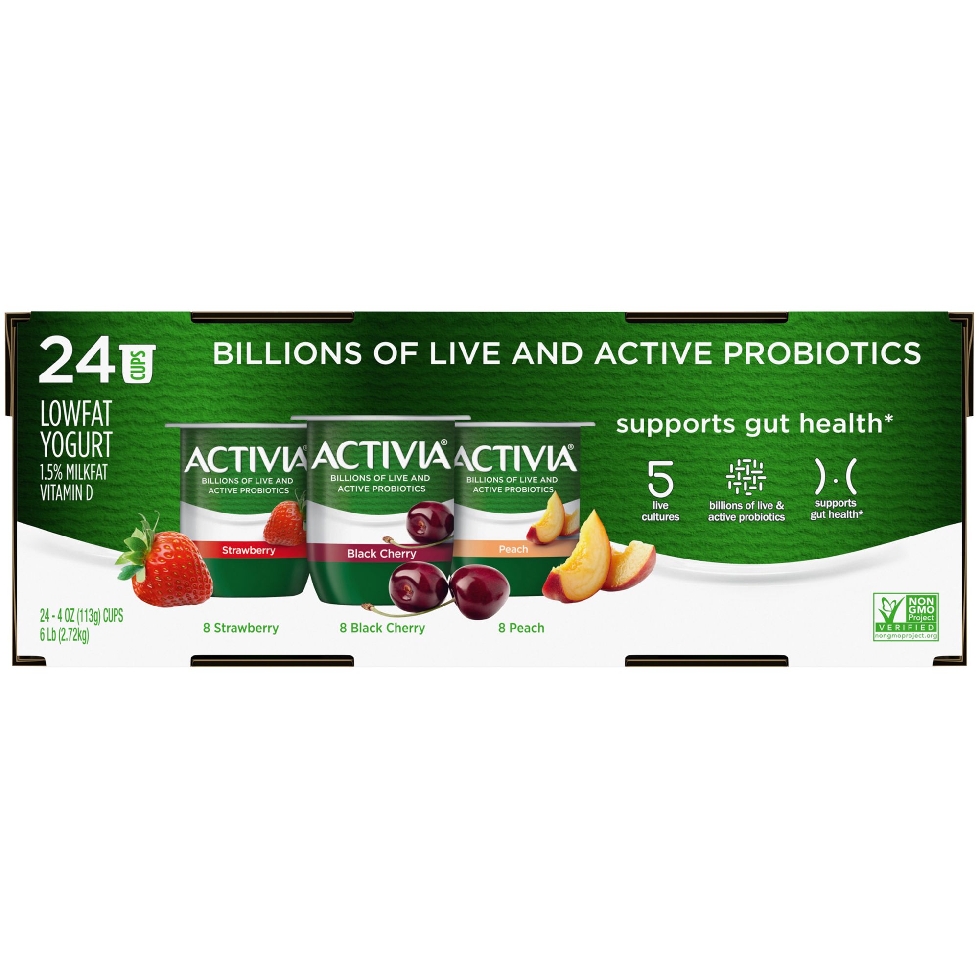 Activia Yogurt Drink, Lowfat, Cherry & Blueberry, Probiotic Dailies, 8 Pack