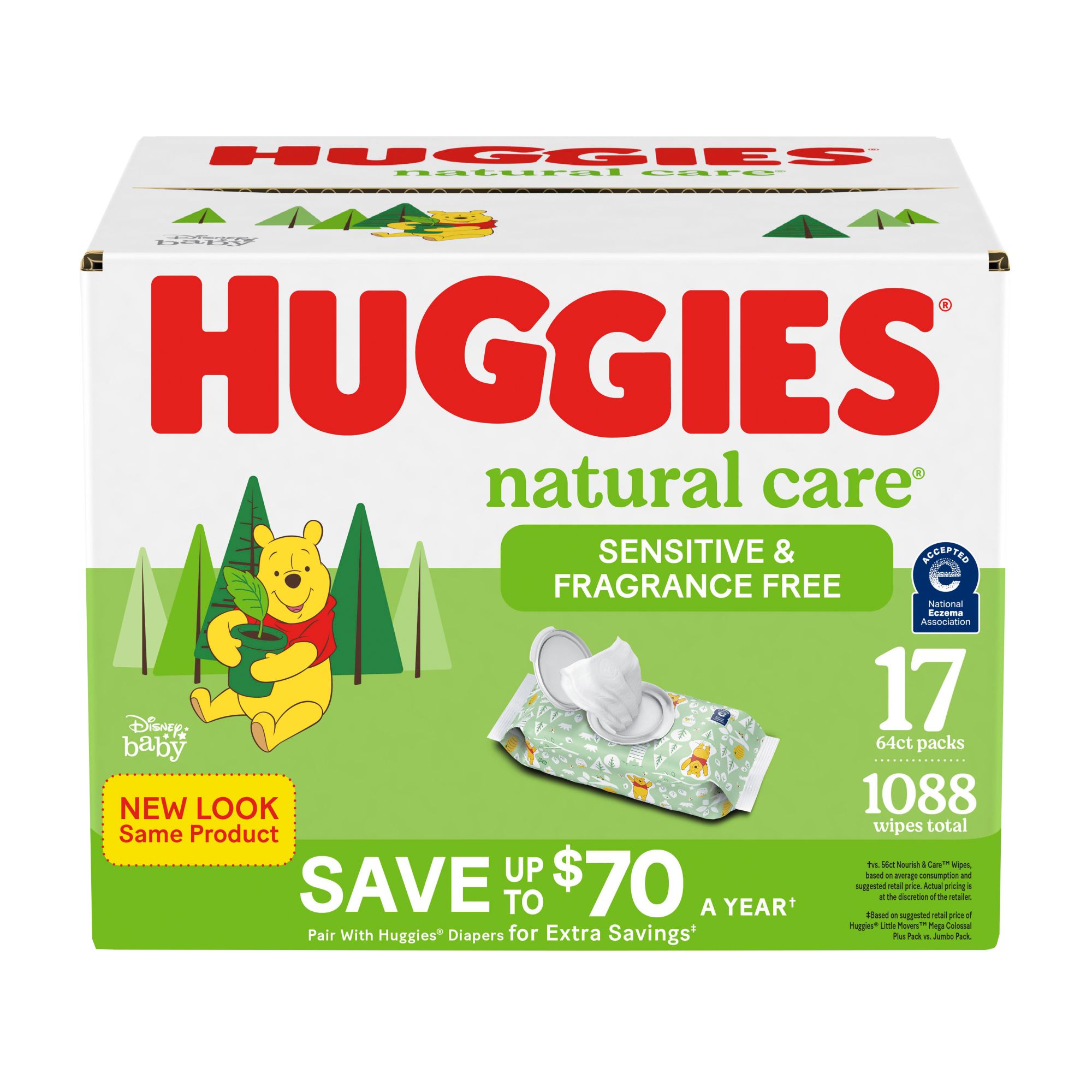 Huggies Unscented Natural Care Sensitive Baby Wipes, 1,088 ct.