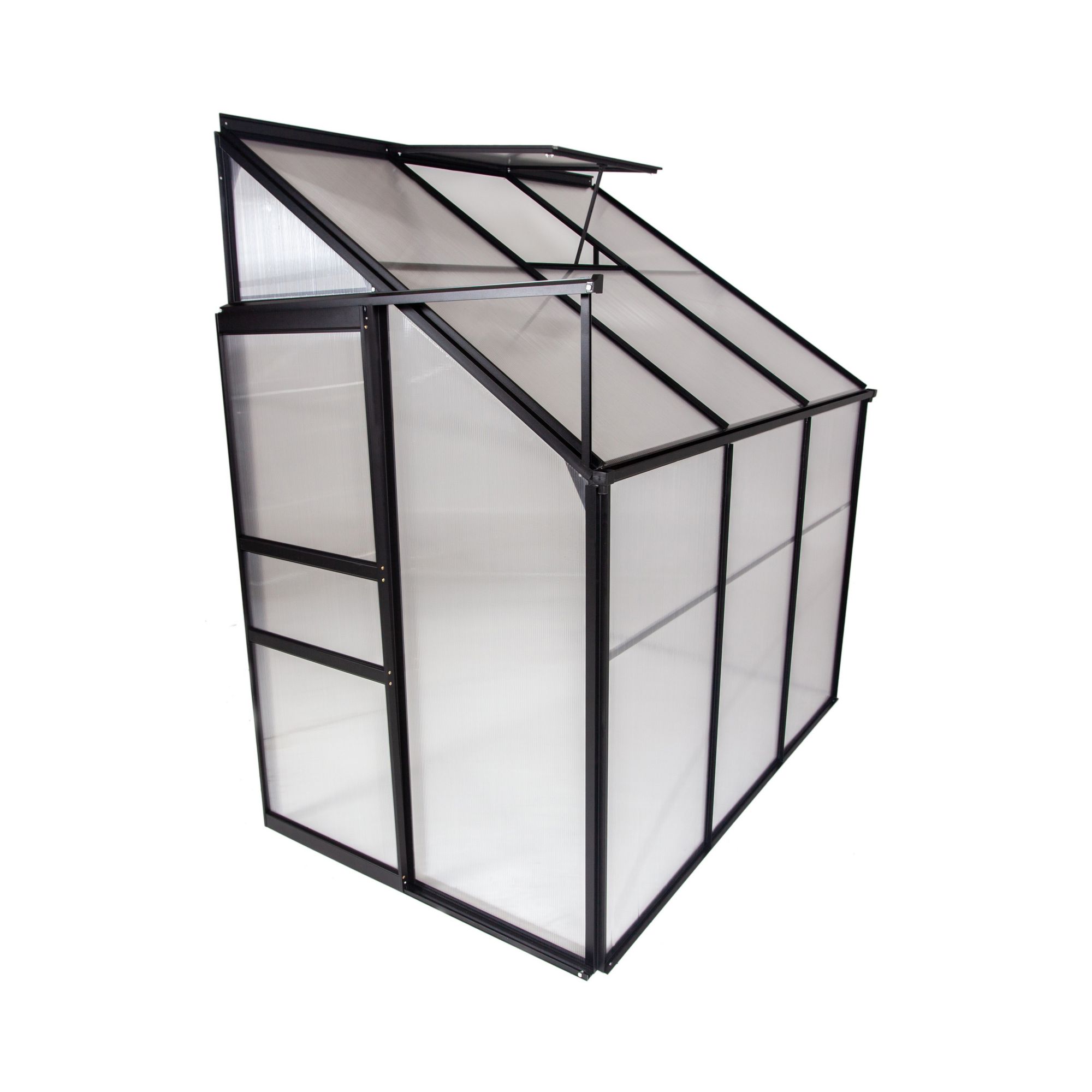 Ogrow 4' x 6' Lean-To-Wall Walk-In Greenhouse with Sliding Door, Adjustable Roof Vent, and Heavy-Duty Aluminum Frame