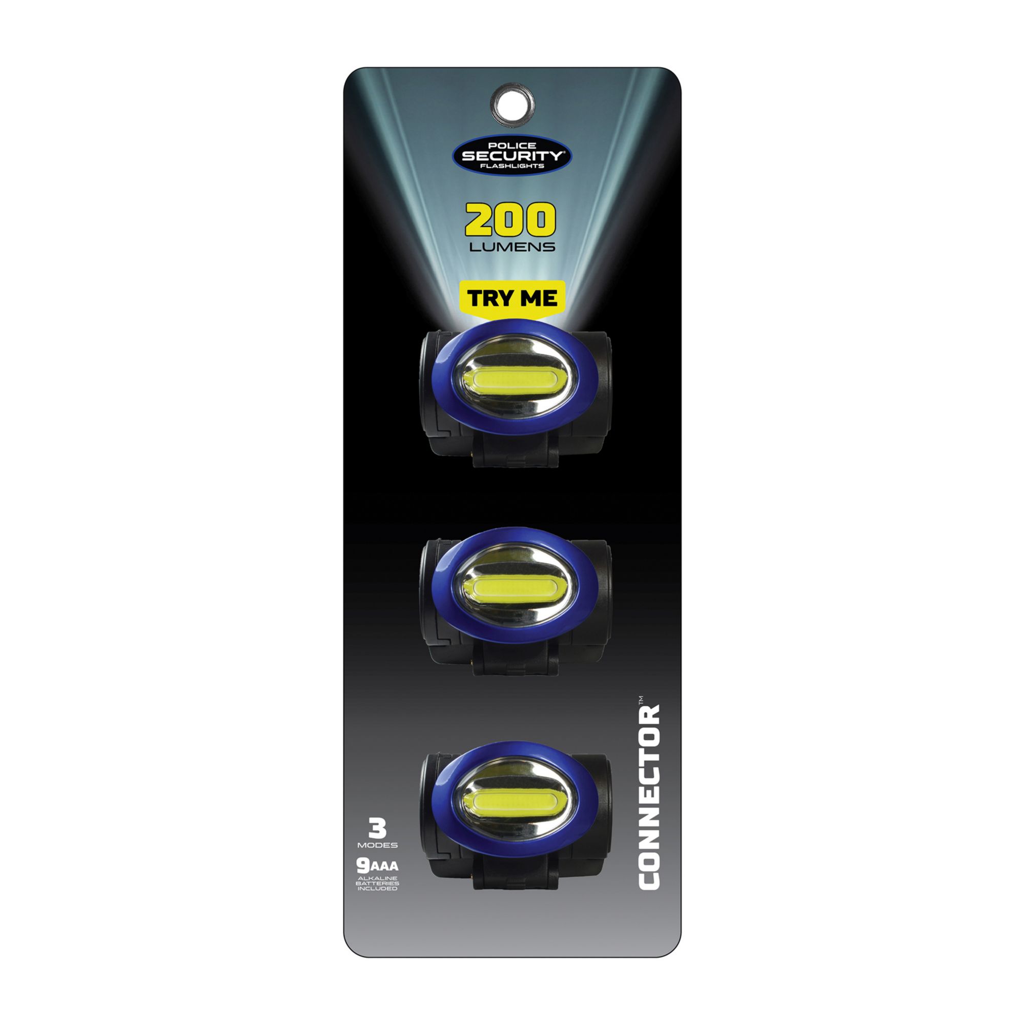 Police Security 200-Lumen Connector Headlamps, 3 pk.