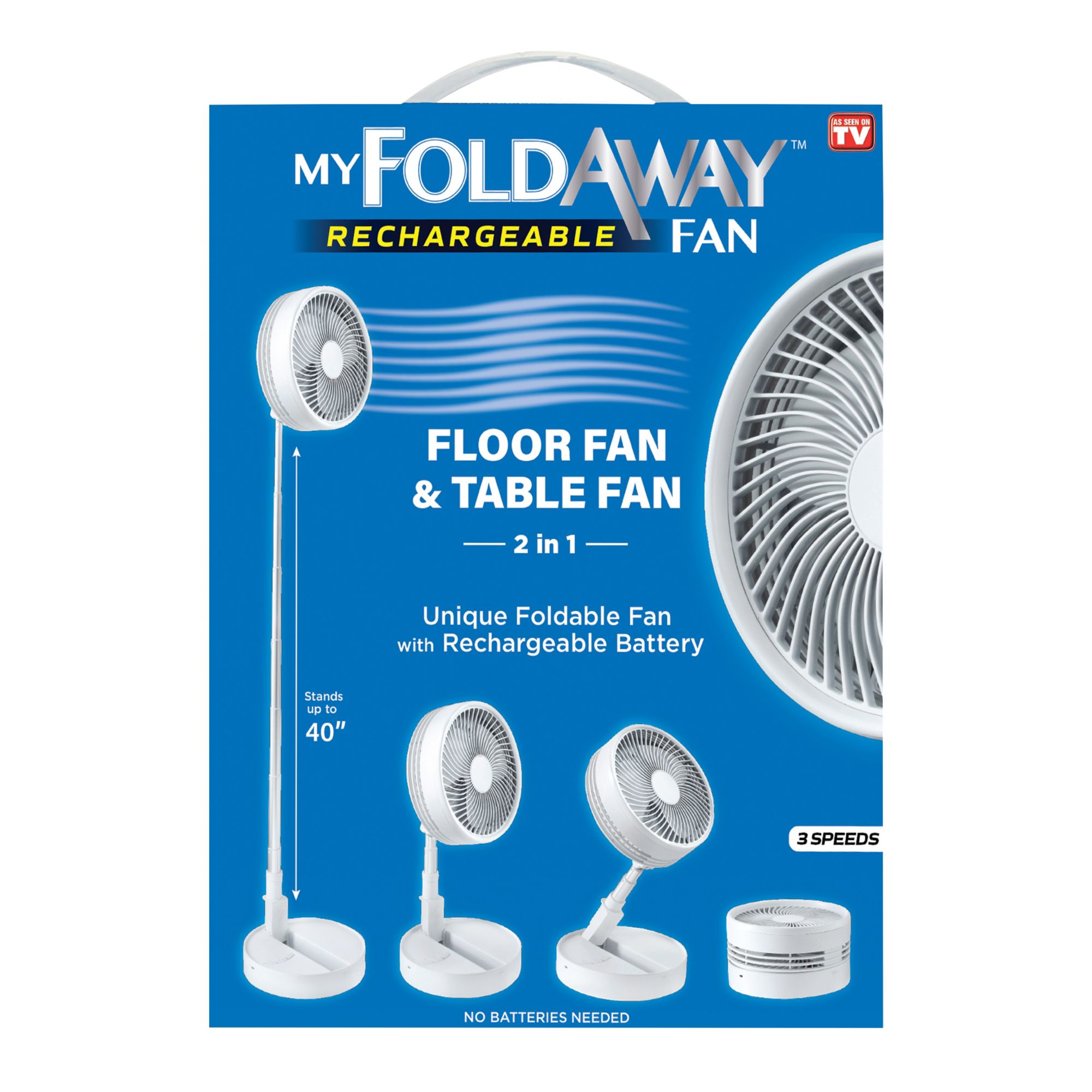 My Foldaway Fan 10&quot; Rechargeable Floor and Table Fan - White