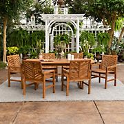 W. Trends 7-Pc. Acacia Wood Extendable Outdoor Dining Set - Brown