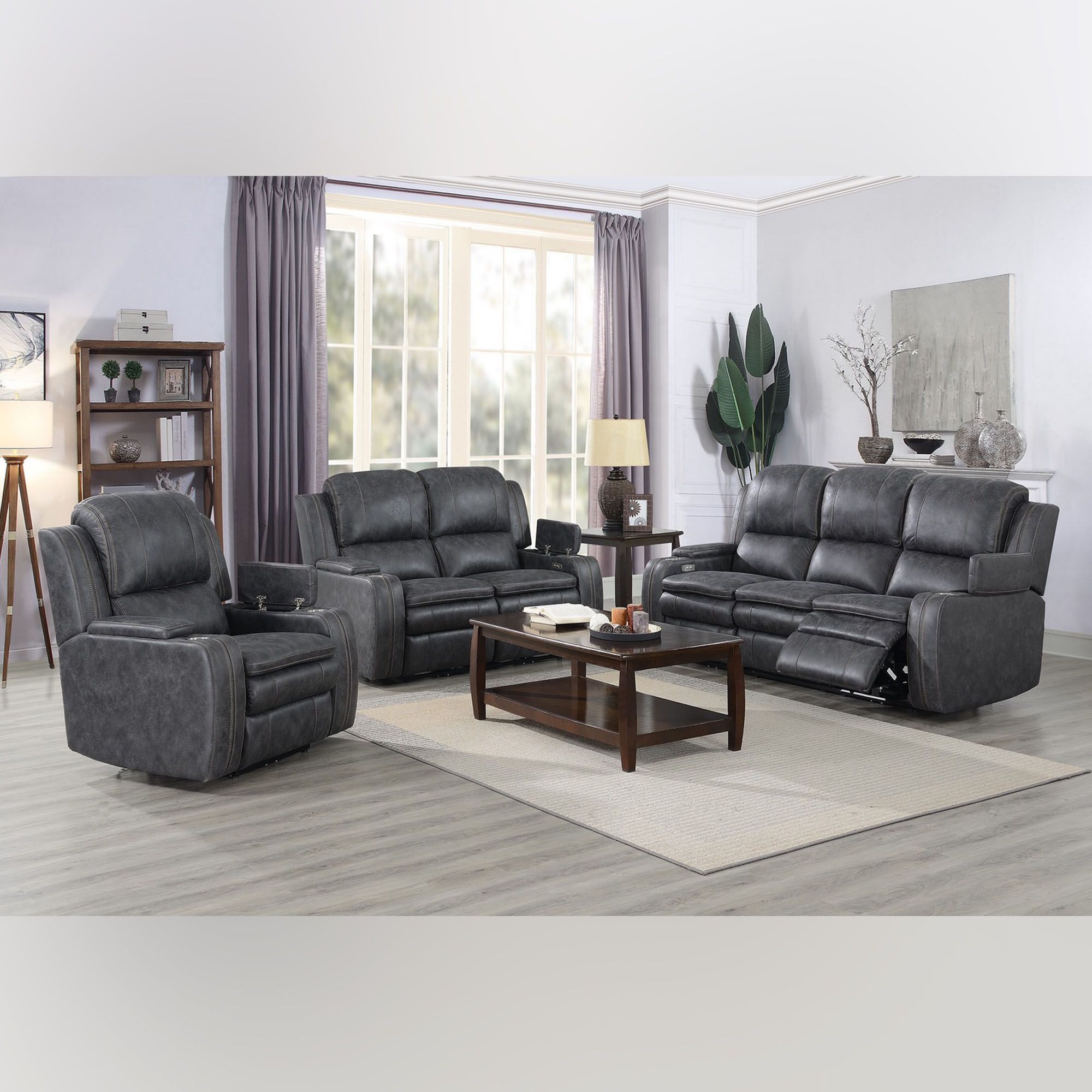 Cheers easton three piece power reclining deals sofa with power headrest set