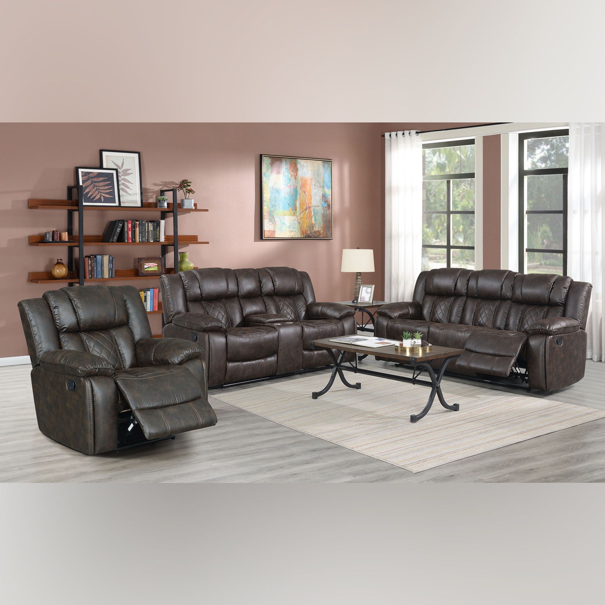 Abbyson Living Toscana 3 Pc Reclining Set Espresso Brown With Free White Glove Delivery Bjs Wholesale Club