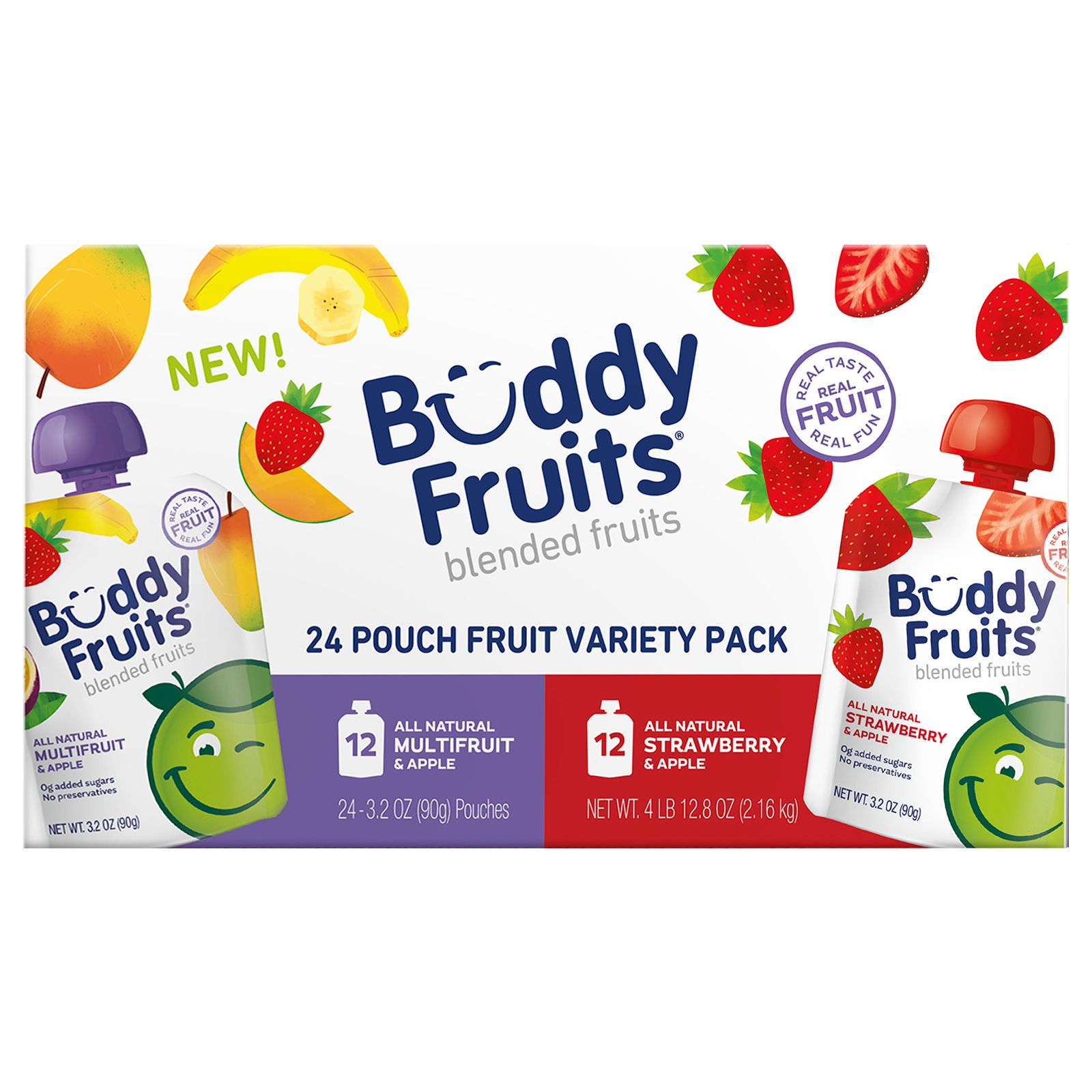 Buddy Fruits Blended Fruit Pouches Variety Pack, 24 ct.