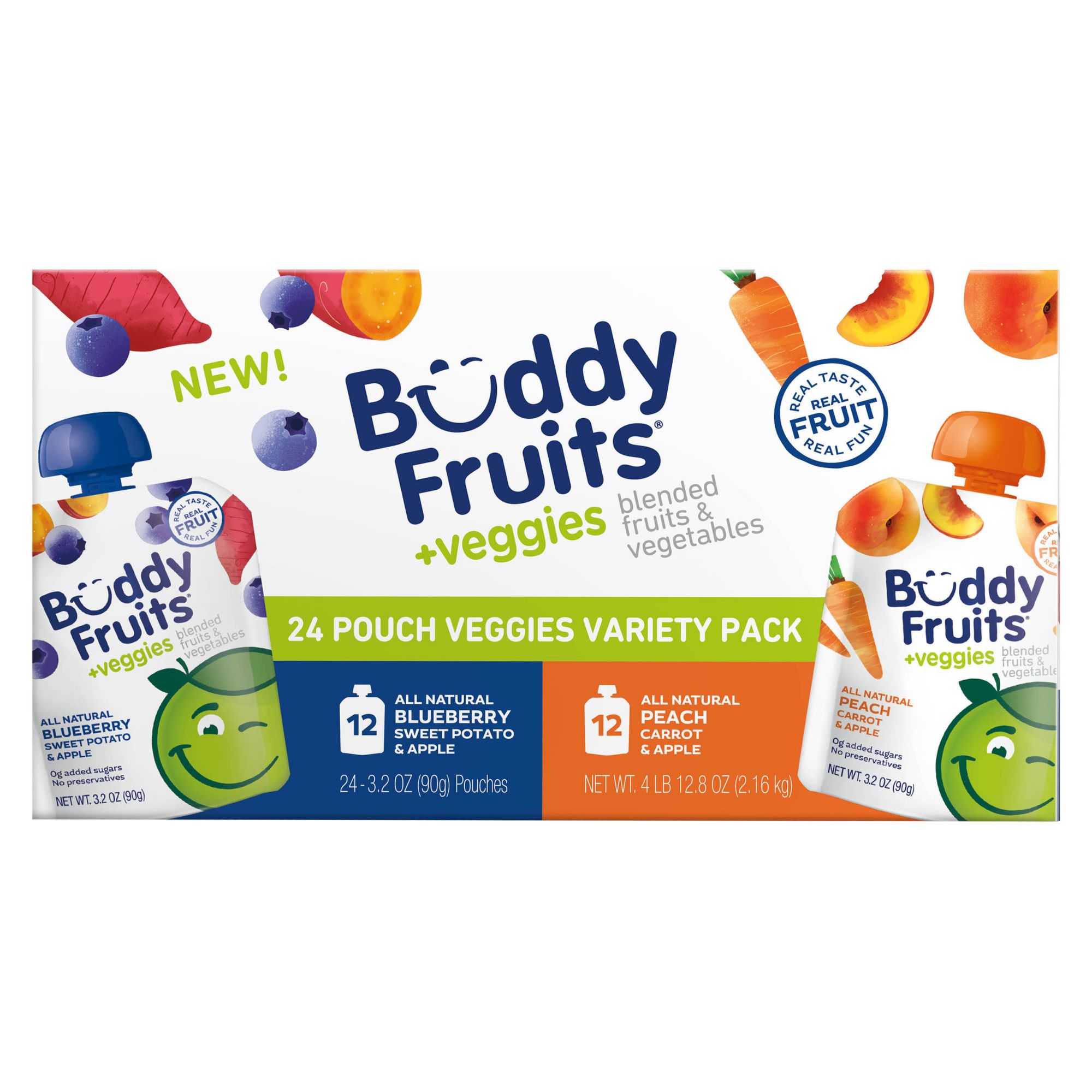 Buddy Fruits Blended Veggie and Fruit Pouches Variety Pack, 24 ct.