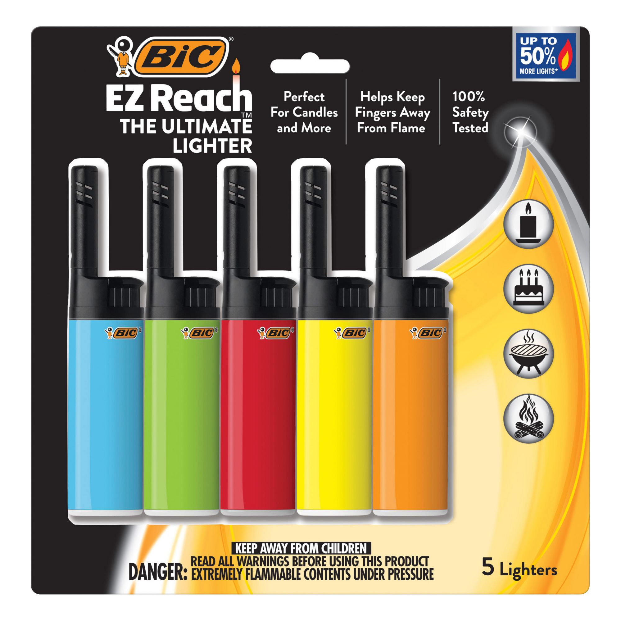 BIC EZ Reach Lighters, 5 pk.