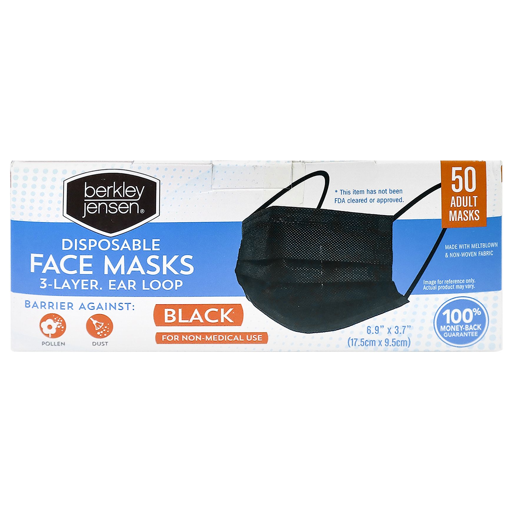 Adult Black Disposable Face Mask, 50 ct.