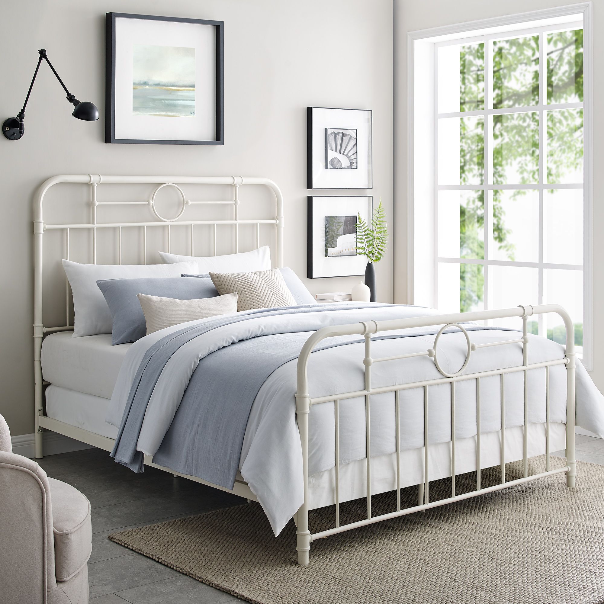 White metal deals full bed frame