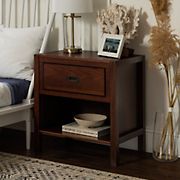 W. Trends Lydia 1 Drawer Classic Solid Wood Nightstand - Walnut