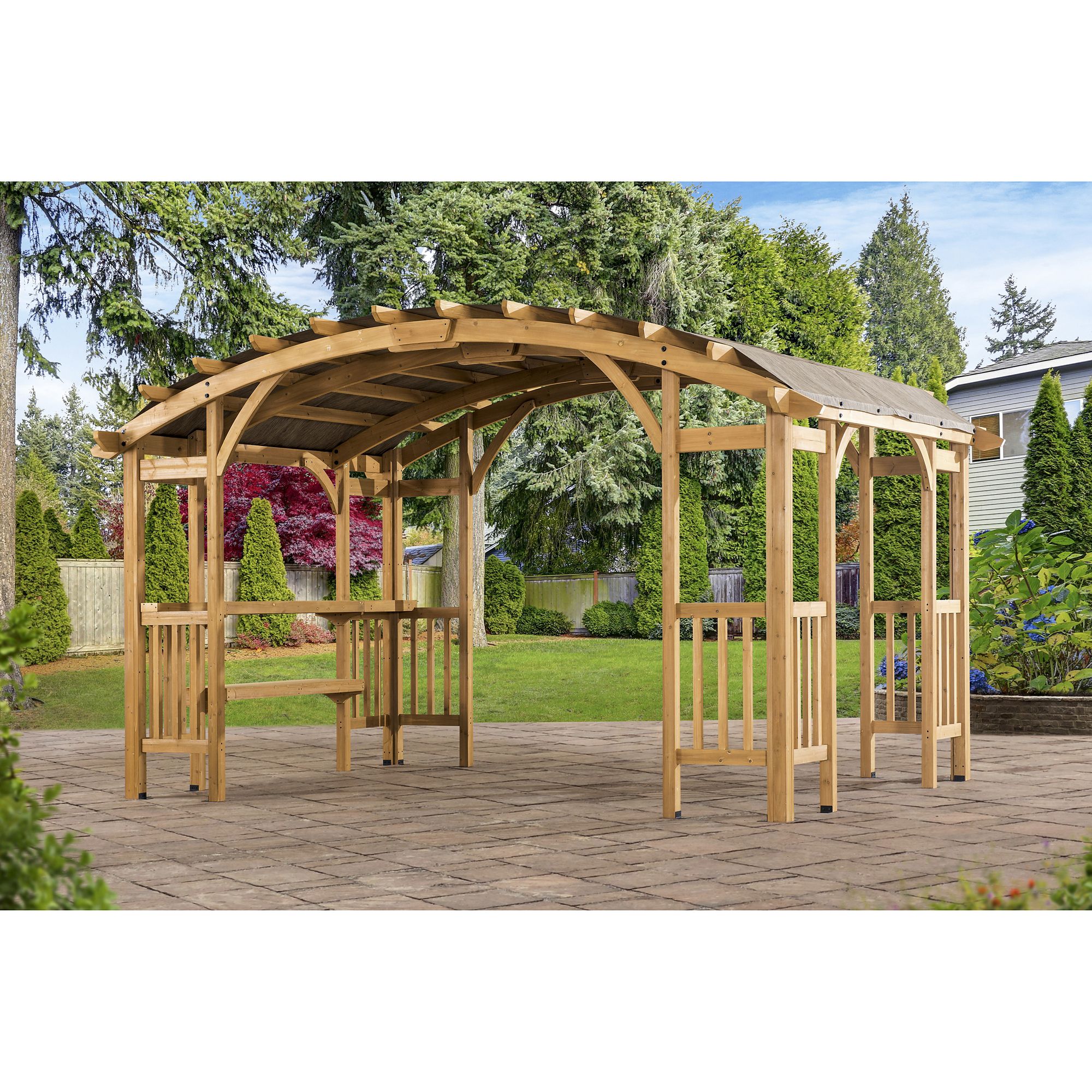 Berkley Jensen 14' x 10' Cedar Wood with Fabric Top Pergola