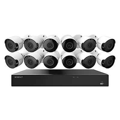 Wisenet 16-Channel 5MP DVR Surveillance System Indoor/Outdoor Cameras with 2TB HDD, 12x Camera 5MP