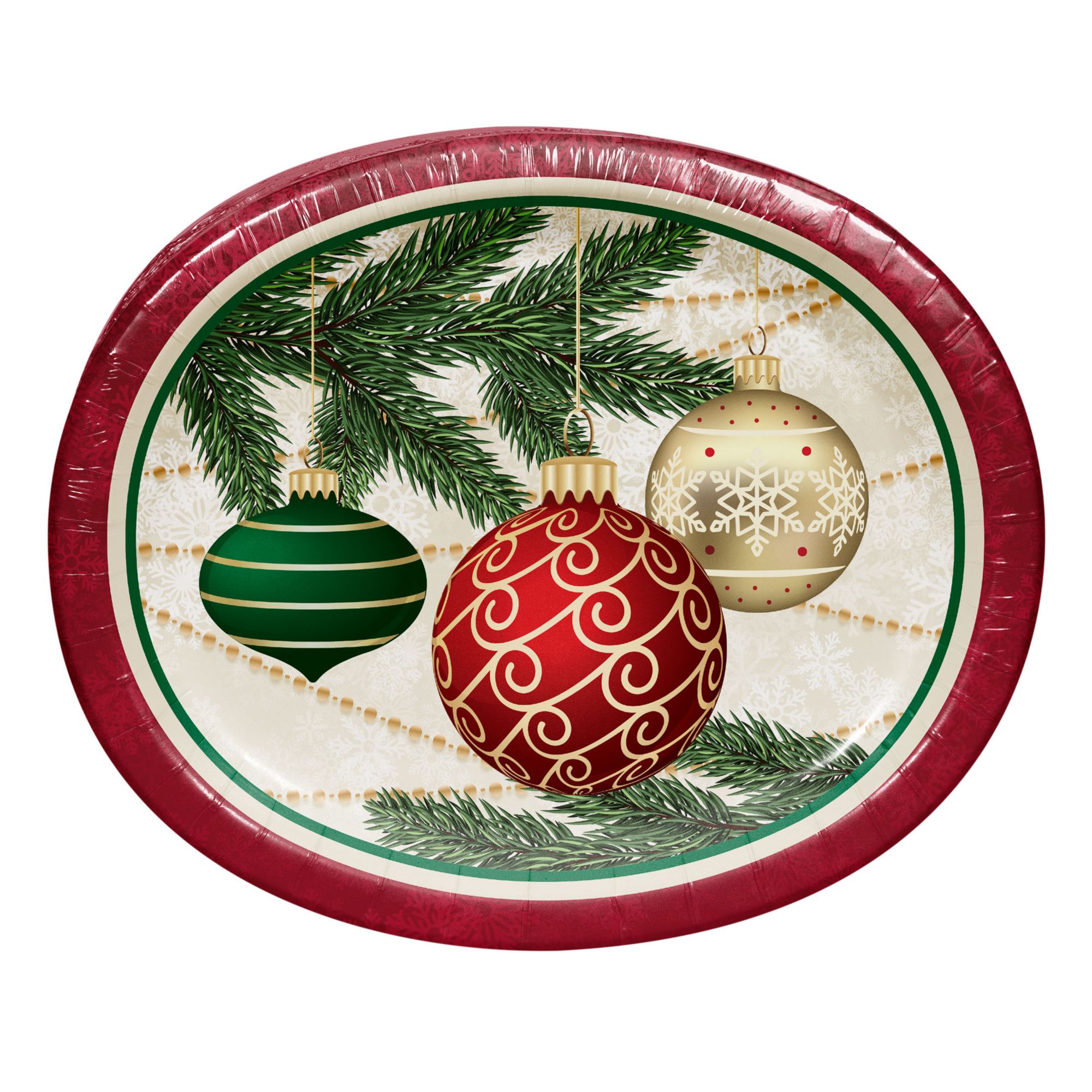 Artstyle Oval Paper Plate & Napkin Bundle, Holiday Greens, 200