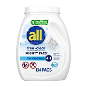 all Free Clear Stainlifters Mighty Pacs Laundry Detergent, 134 ct.