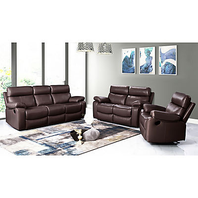 Soho Top Grain Leather 3 Piece Living Room Set