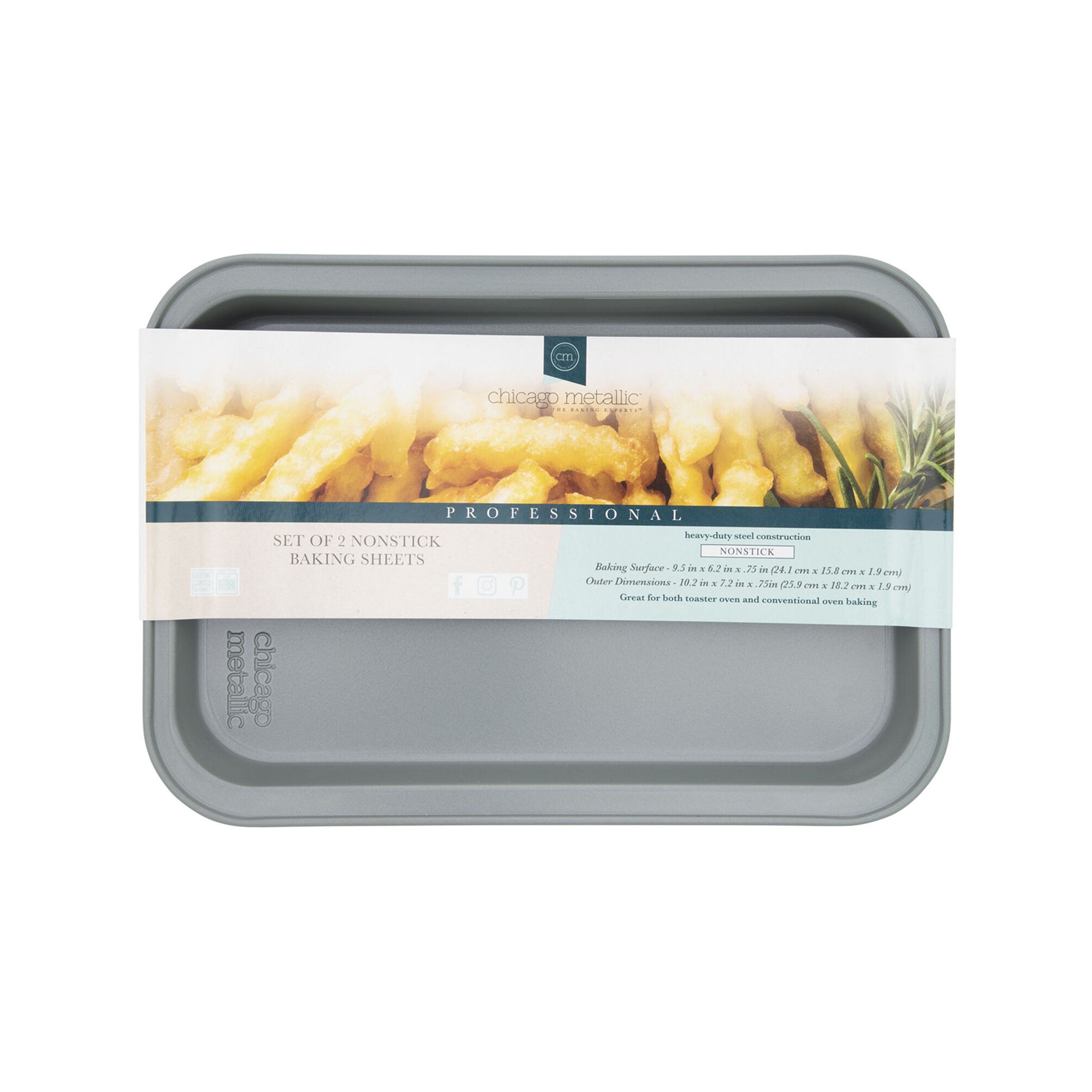 Chicago Metallic Set of 2 Nonstick Toaster Oven Baking Sheets