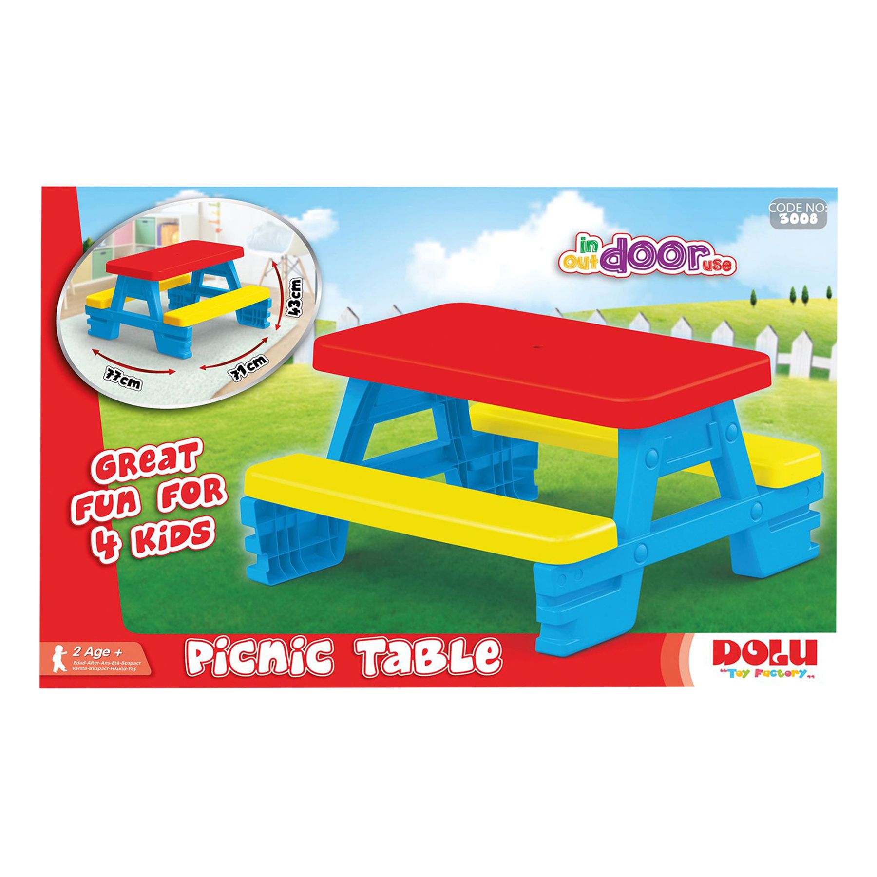 Dolu Toys Children's Picnic Table with 4 Benches