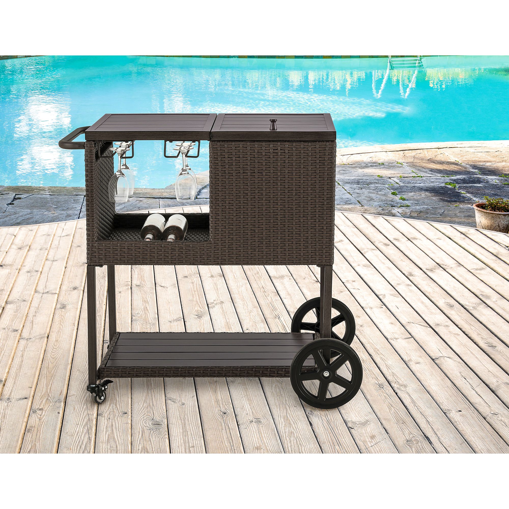 Berkley Jensen Wicker Bar Cart