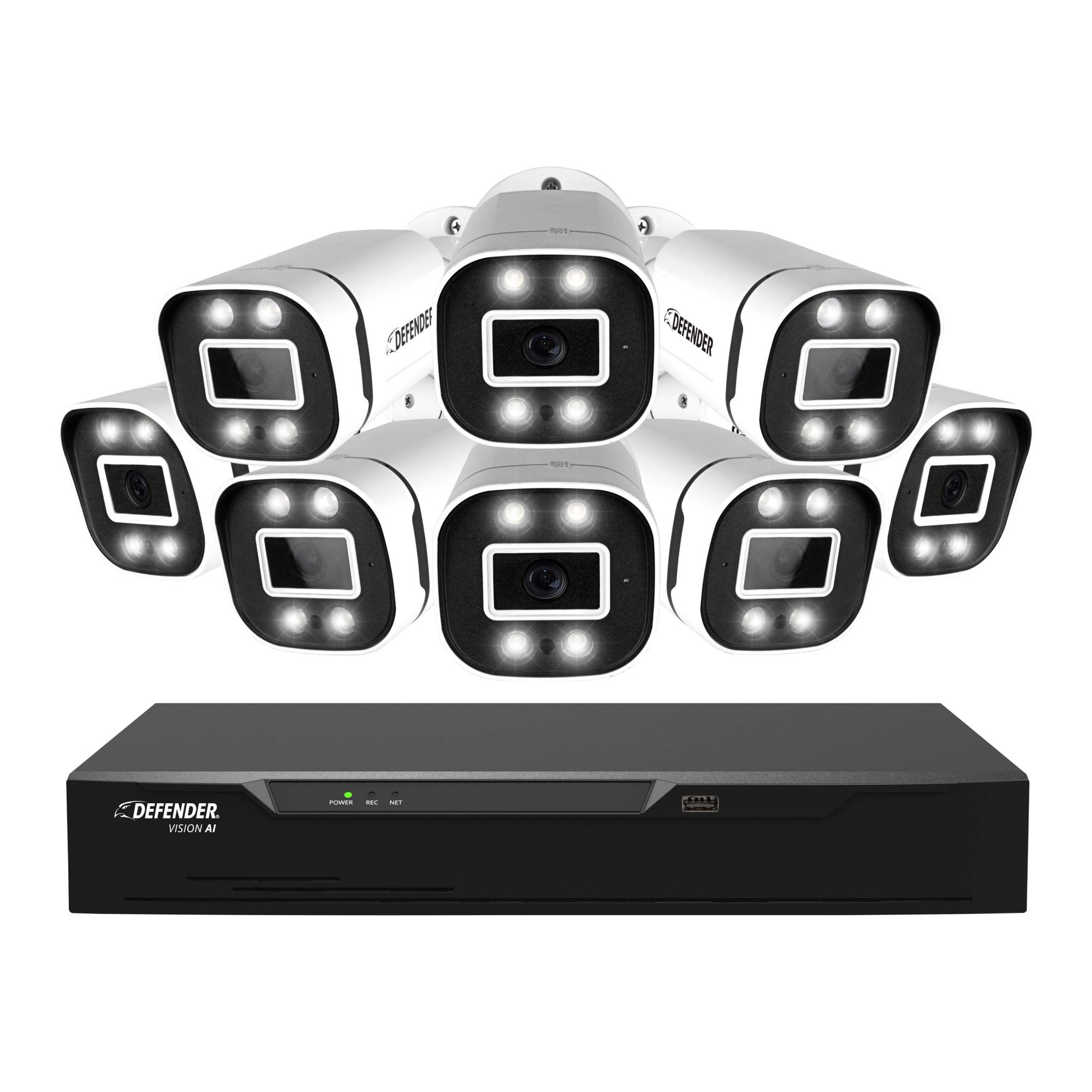 Defender Vision 8-Channel 8-Camera 4K Wired Security System with 1TB HDD DVR