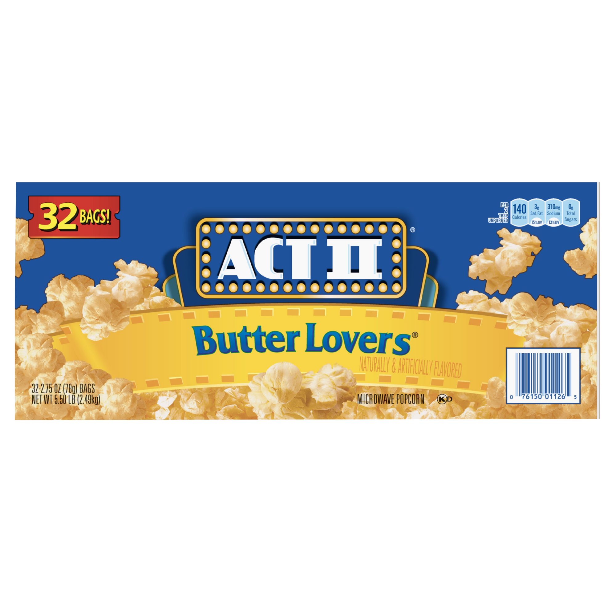 Act ll Butter Lovers Microwave Popcorn, 32 ct.