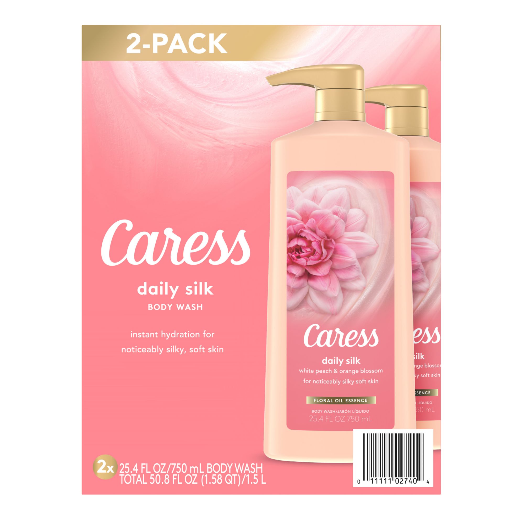 Caress Body Wash Daily Silk with Pump, 2 ct.