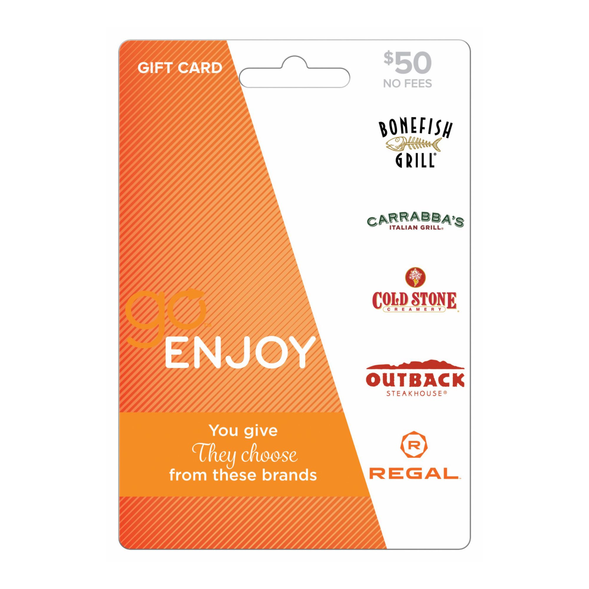 Go Cards $50 GO Enjoy Gift Card, 5.5" x 3.75" x 0.01"