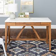 W. Trends 46&quot; Rustic Farmhouse Writing Desk - Natural Walnut/White Marble