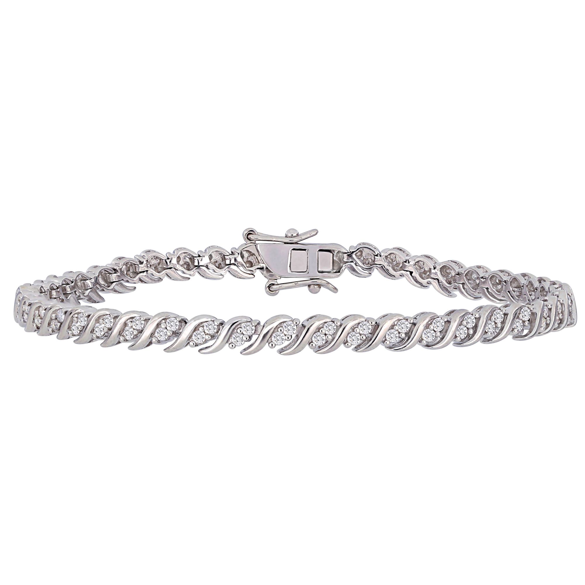 1 ct. t.w. Diamond S-Shape Tennis Bracelet in Sterling Silver