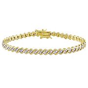 1 ct. t.w. Diamond &quot;S&quot; Link Tennis Bracelet in Yellow Plated Sterling Silver